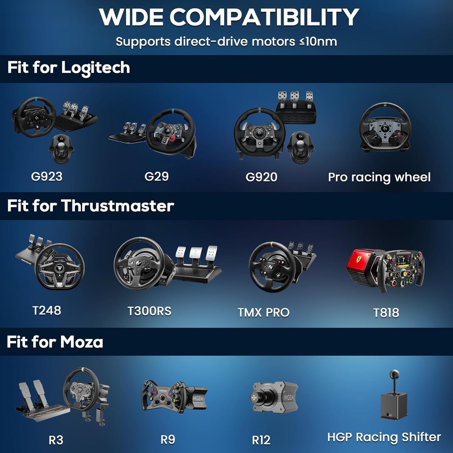 Foldable Racing Simulator Cockpit Compatible with Logitech G29 G920 G923/Thrustmaster T248 T300/Fanatec Direct
