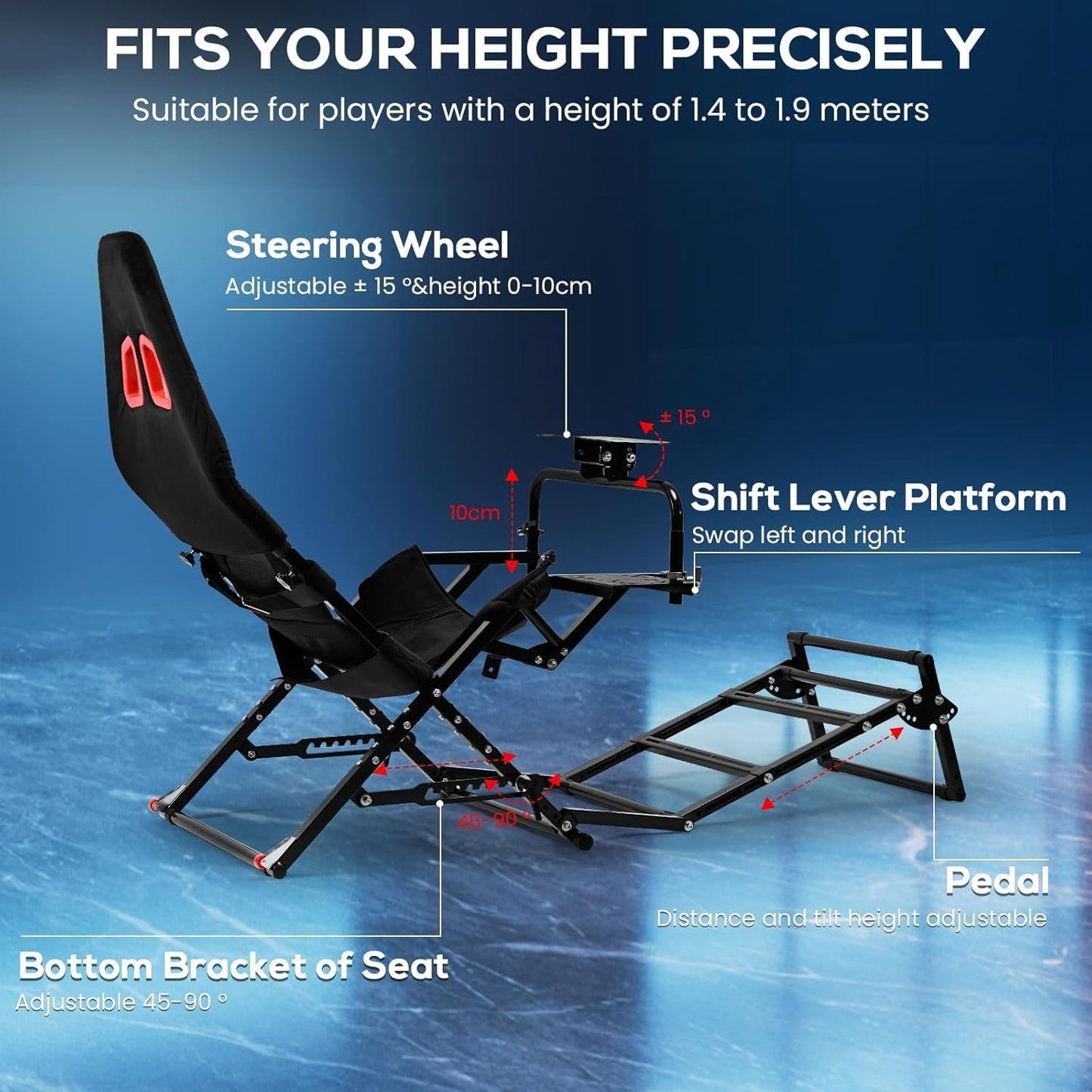 Foldable Racing Simulator Cockpit Compatible with Logitech G29 G920 G923/Thrustmaster T248 T300/Fanatec Direct