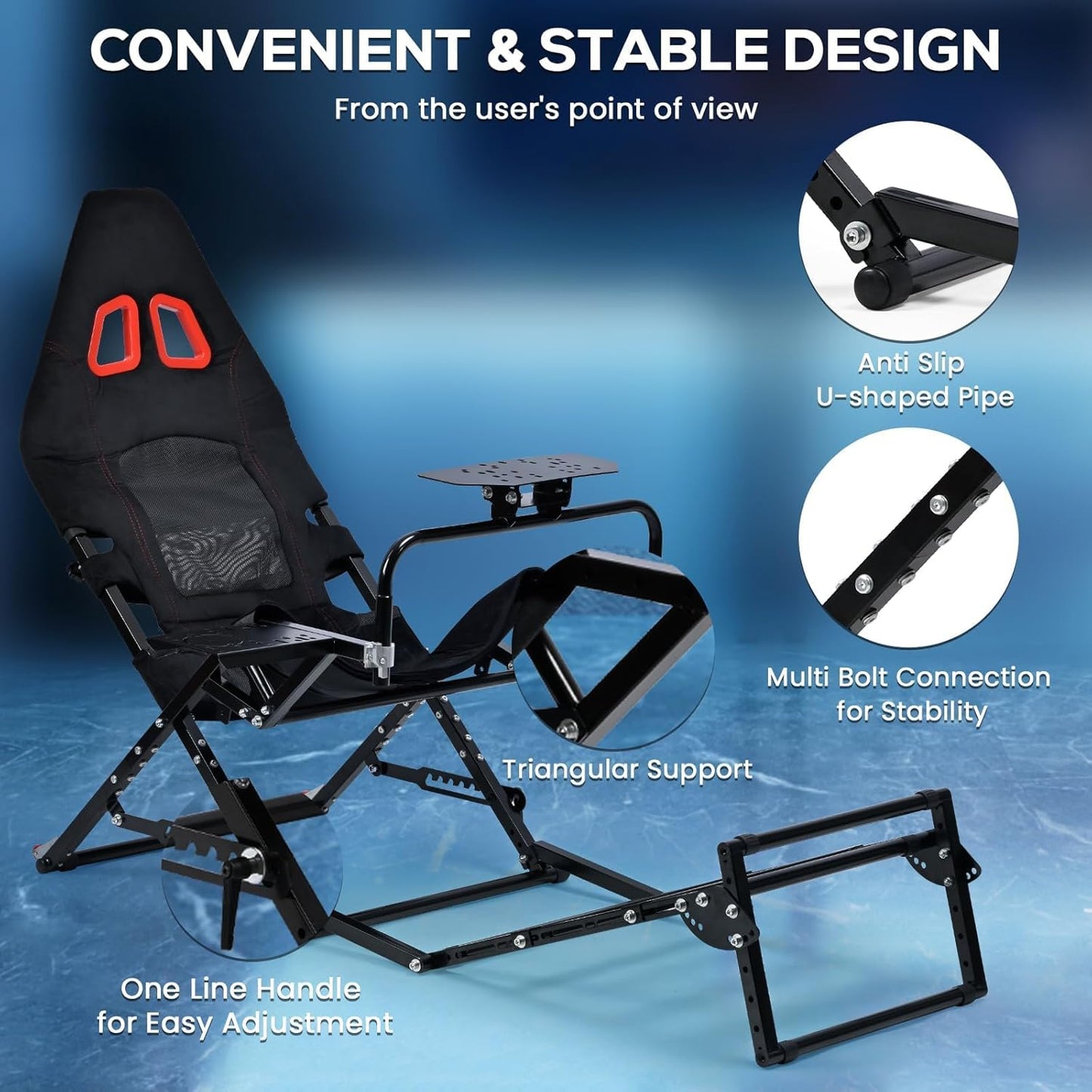 Foldable Racing Simulator Cockpit Compatible with Logitech G29 G920 G923/Thrustmaster T248 T300/Fanatec Direct