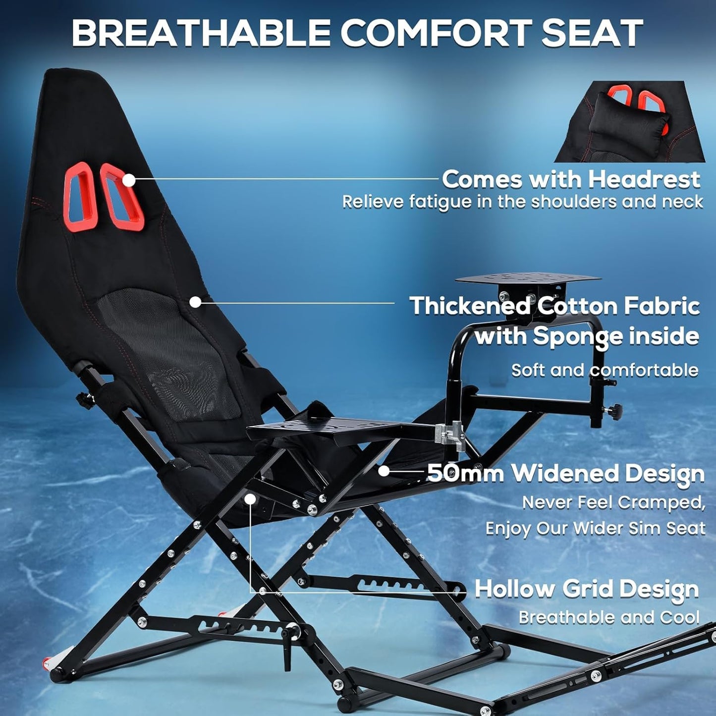Foldable Racing Simulator Cockpit Compatible with Logitech G29 G920 G923/Thrustmaster T248 T300/Fanatec Direct