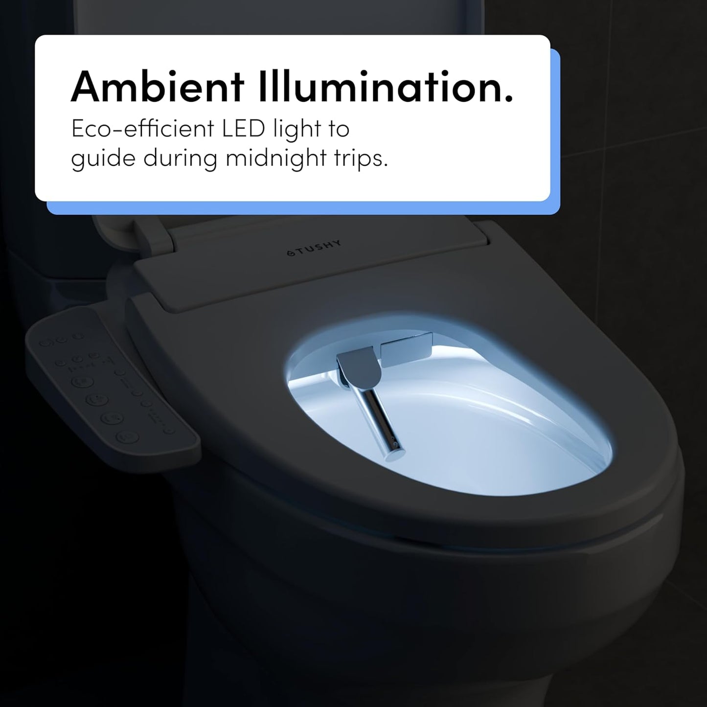 Electronic Bidet Heated Toilet Seat, Warm Water, Air Dryer, Soft Close Lid and Seat & Night Light, Elongated