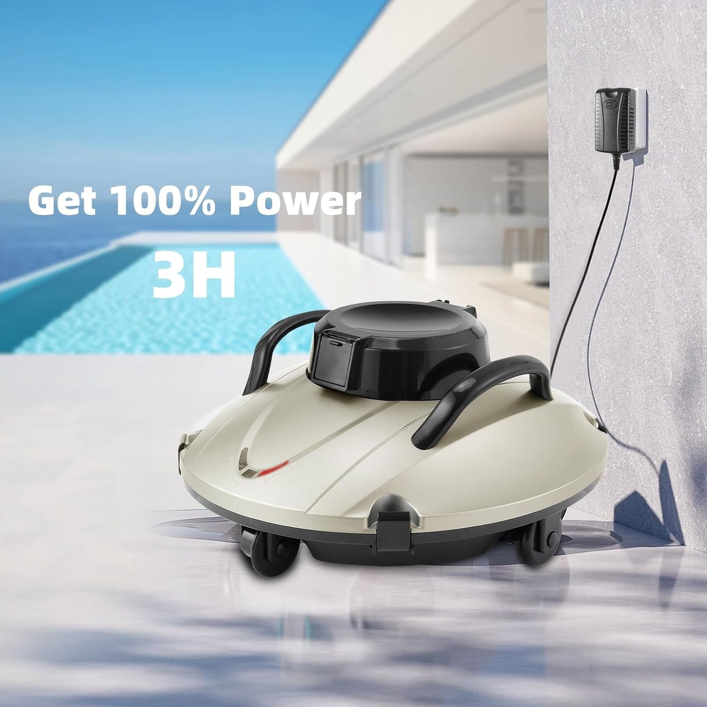 Cordless Robotic Pool Cleaner, Automatic Pool Vacuum for Above Ground Pools, Self-Parking