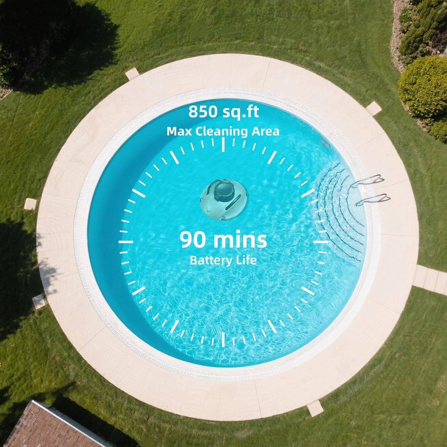 Cordless Robotic Pool Cleaner, Automatic Pool Vacuum for Above Ground Pools, Self-Parking