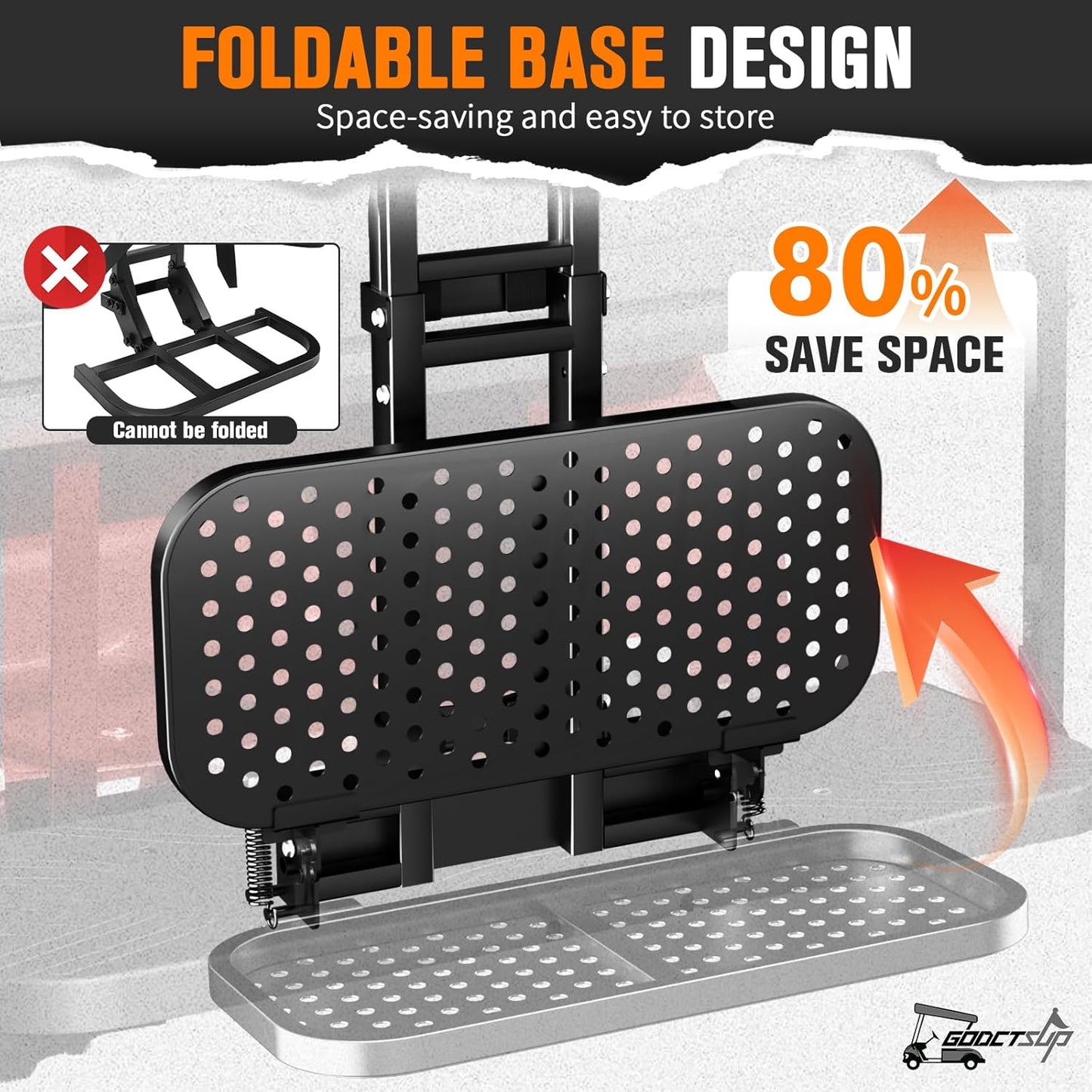 Foldable Golf Cart Bag Holder for Four Seat Golf Cart, with Stainless Steel Buckle, Fits Safety Grab Bar Maximum 8'