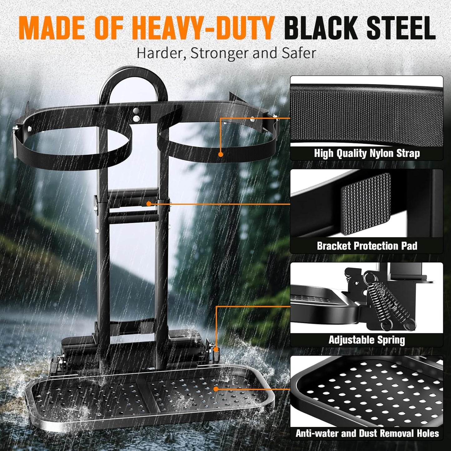 Foldable Golf Cart Bag Holder for Four Seat Golf Cart, with Stainless Steel Buckle, Fits Safety Grab Bar Maximum 8'