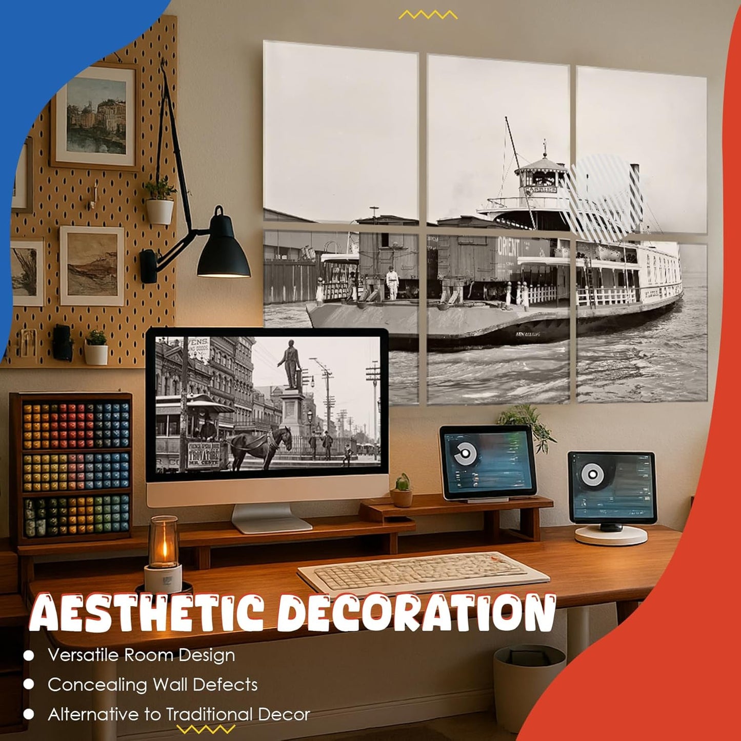 Acoustic Wall Panel 6 Pack, 23.6'x23.6'Decorative Art Soundproof Panel, Sound Absorb, Self-Adhesive Panel