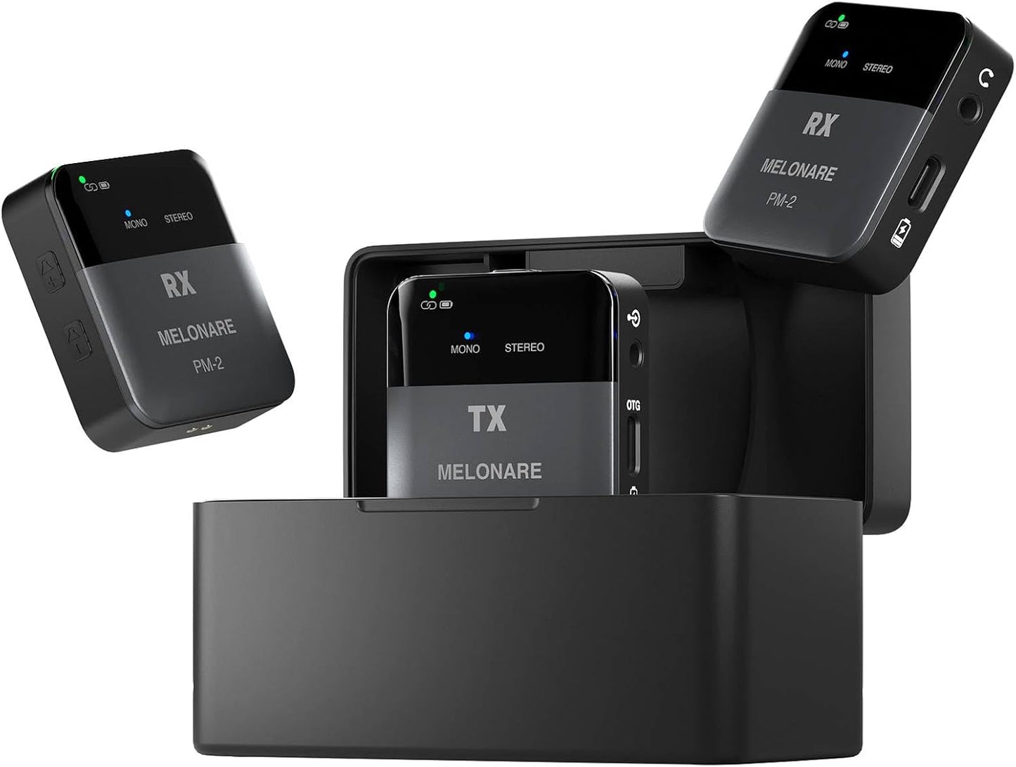 Portable Wireless in Ear Monitor System w/Charging Case, Wireless Audio Transmitter and Receiver