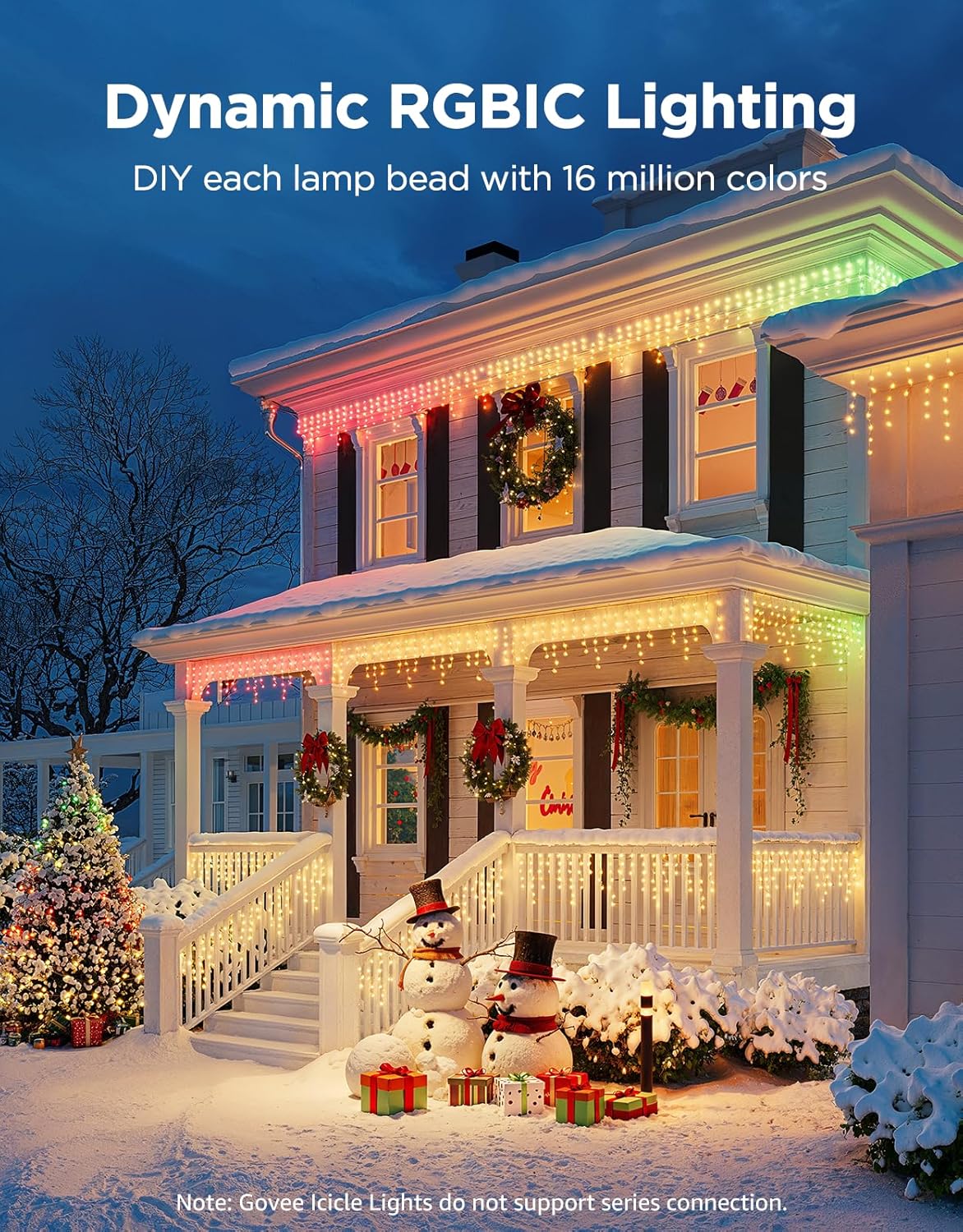 Icicle Lights, Smart RGBIC Lights for Outside, 33ft w/ 400 LEDs Icicle Light Outdoor, IP67 Waterproof, Music Sync