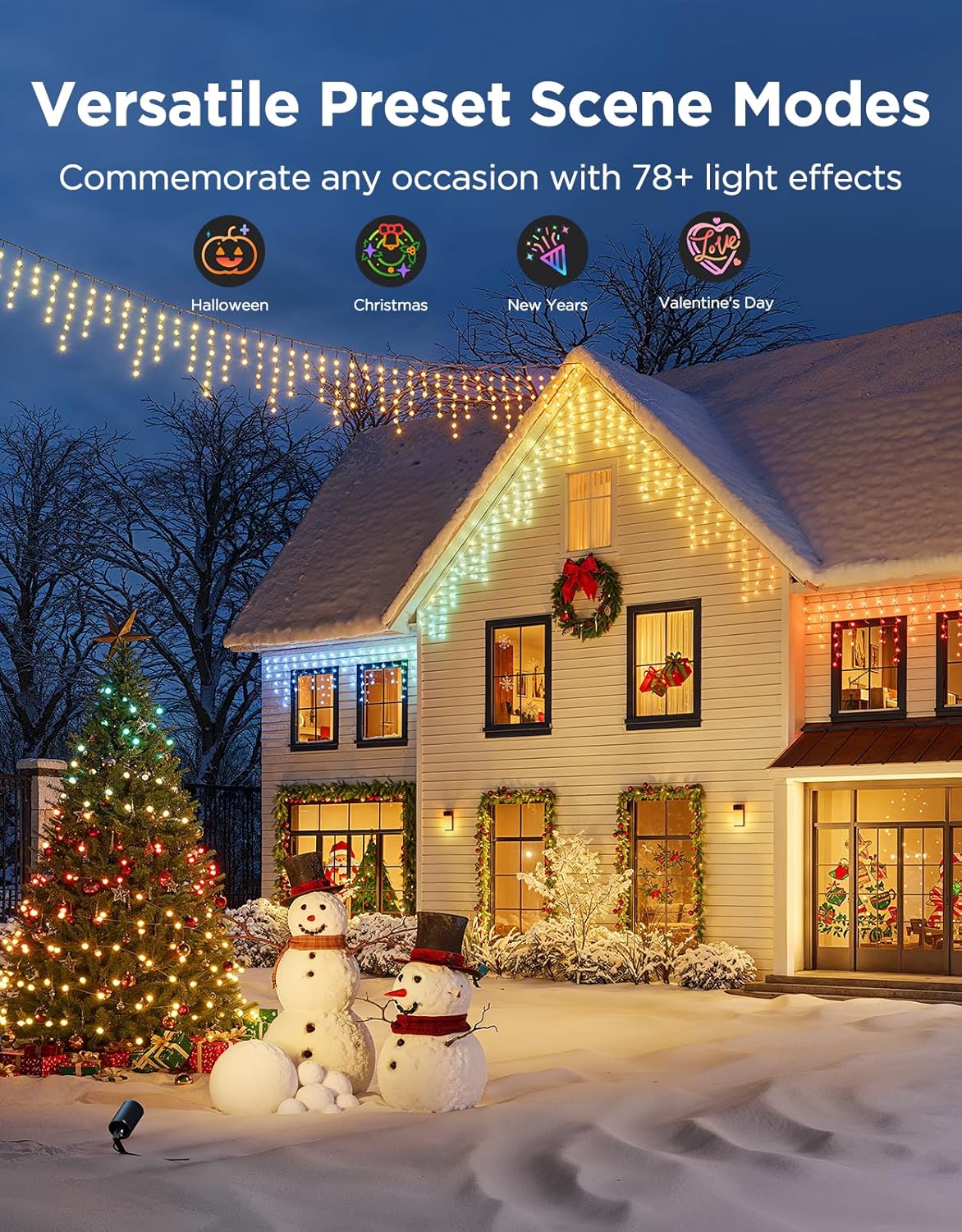 Icicle Lights, Smart RGBIC Lights for Outside, 33ft w/ 400 LEDs Icicle Light Outdoor, IP67 Waterproof, Music Sync