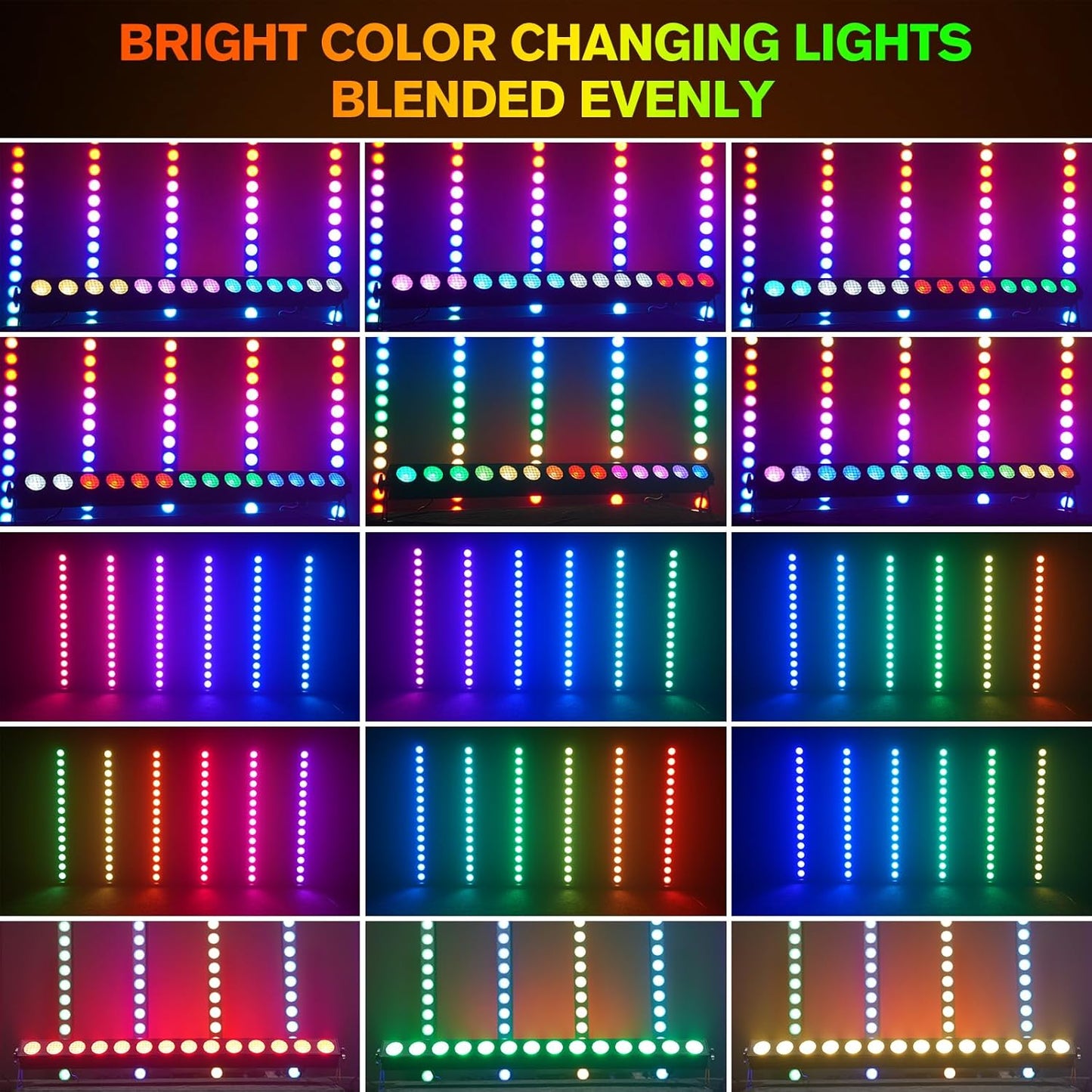 150W Stage Light Bar 14 LED RGBW COB Washer Stage Lights with DMX512 Pixel Control, Auto, Sound-Activated,