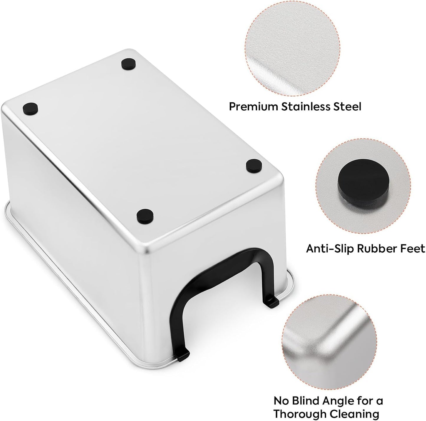 Extra Large Stainless Steel Litter Box, Leak Proof 12 Inches High Sides for Urine & Trapping, No Sharp Edges