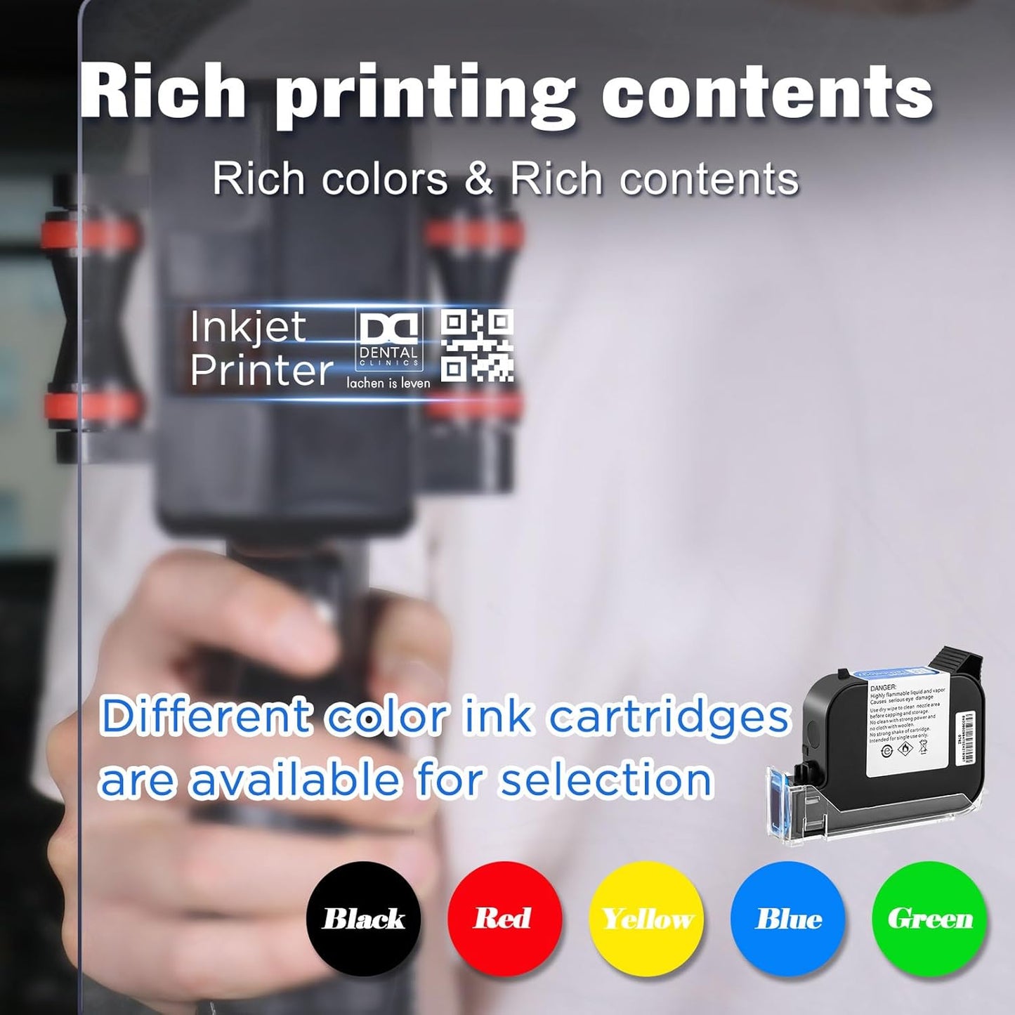 42ml Quick-Drying Ink Cartridge, Portable Ink Jet Coding Machine for Text/Date/Batch Number/QR Code/Barcode/Logo