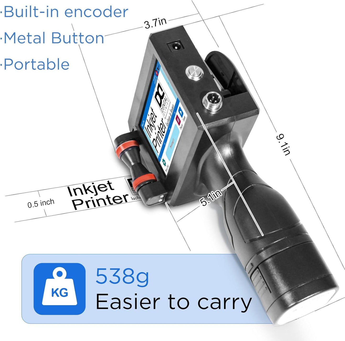 42ml Quick-Drying Ink Cartridge, Portable Ink Jet Coding Machine for Text/Date/Batch Number/QR Code/Barcode/Logo