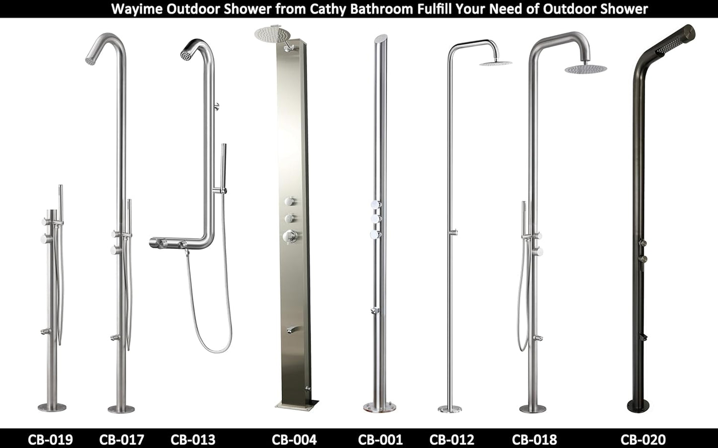 87' Minimalist Free-standing Brushed Stainless Steel 304 Rainfall Outdoor Shower with DOE Certificate