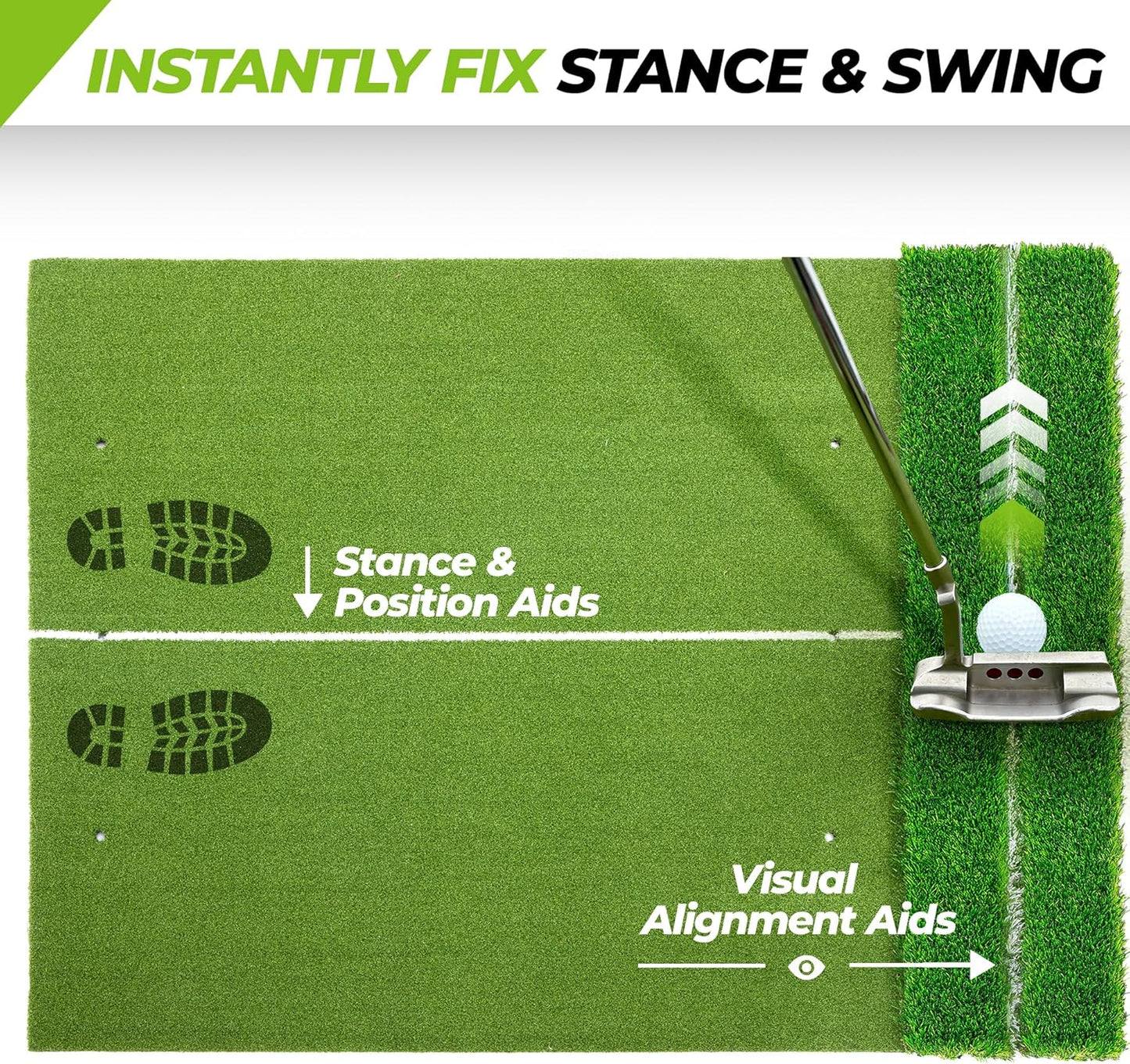 Golf Mat 5x4ft-21mm Thickened Dual Turf Golf Hitting Mat with Alignment Aid, Dense Elite Mats Practice Outdoor/Indoor