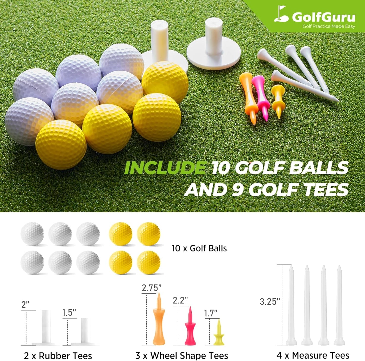 Golf Mat 5x4ft-21mm Thickened Dual Turf Golf Hitting Mat with Alignment Aid, Dense Elite Mats Practice Outdoor/Indoor