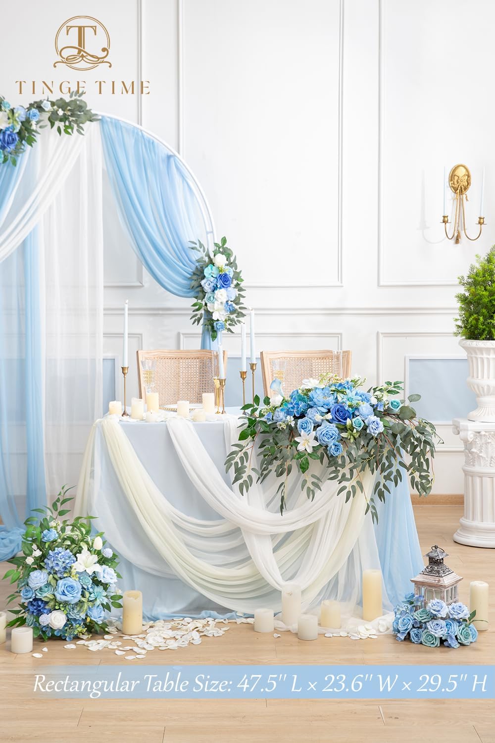 Artificial Sweetheart Flower Swag with Tablecloth and Table Runner, Pack of 3 Floral Arrangement for Wedding