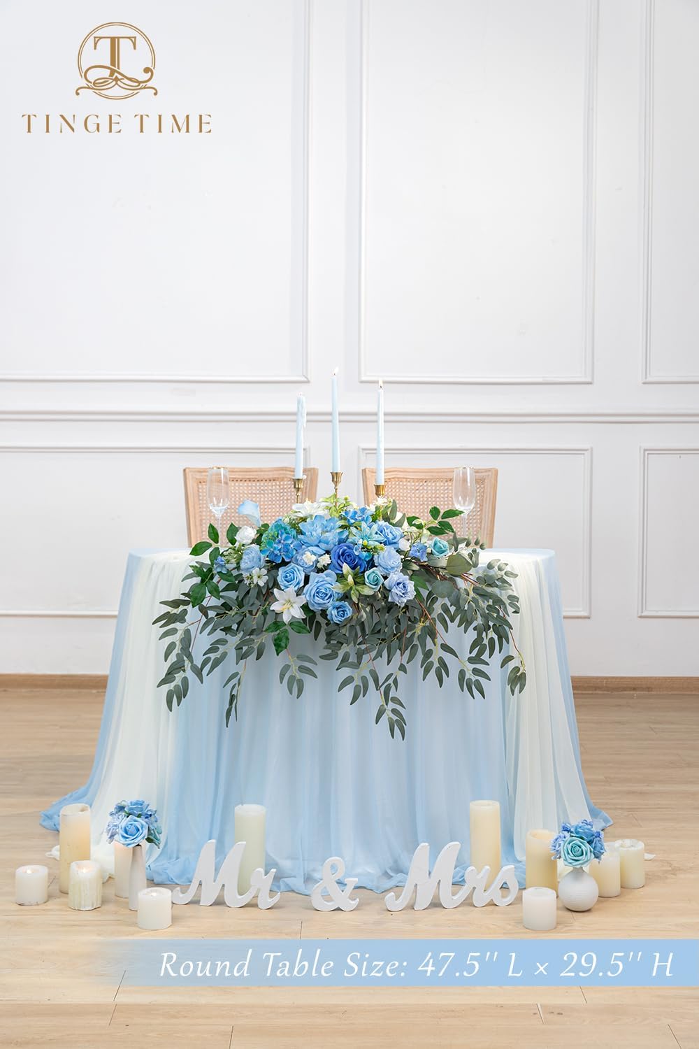 Artificial Sweetheart Flower Swag with Tablecloth and Table Runner, Pack of 3 Floral Arrangement for Wedding