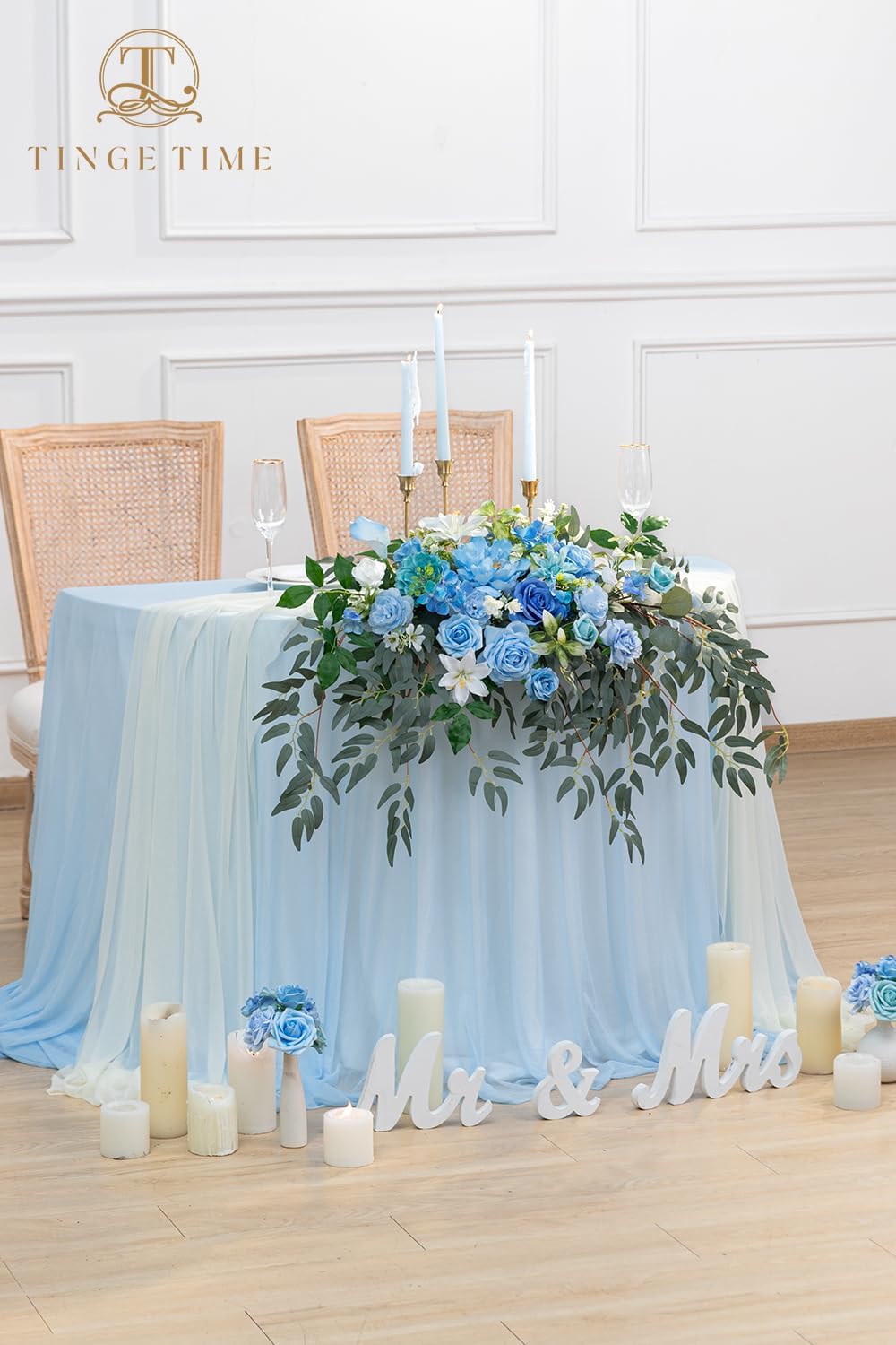 Artificial Sweetheart Flower Swag with Tablecloth and Table Runner, Pack of 3 Floral Arrangement for Wedding