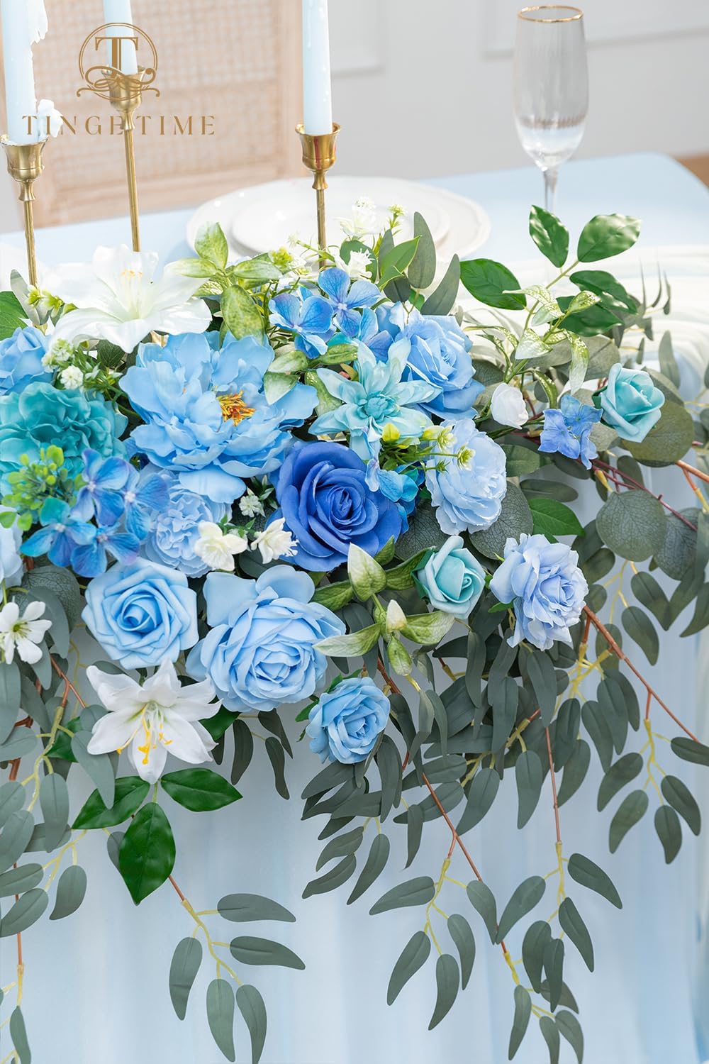 Artificial Sweetheart Flower Swag with Tablecloth and Table Runner, Pack of 3 Floral Arrangement for Wedding