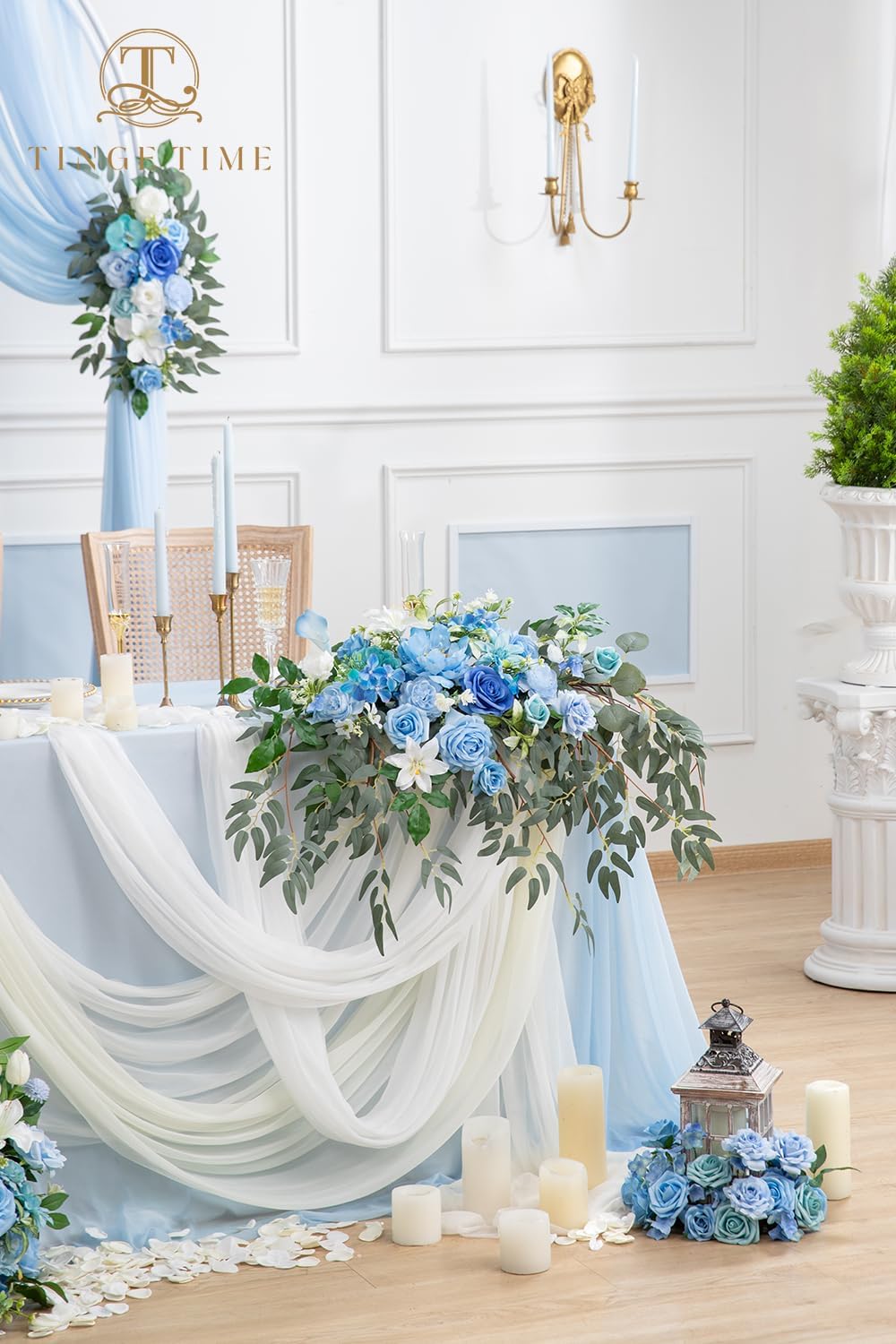 Artificial Sweetheart Flower Swag with Tablecloth and Table Runner, Pack of 3 Floral Arrangement for Wedding