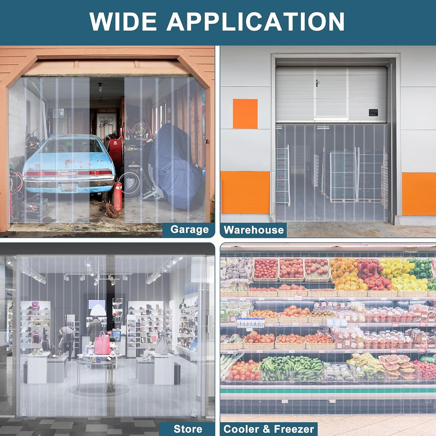 PVC Strip Door Curtains, 164ft Length 7.1in Width Plastic Door Curtain Waterproof Vinyl Roll Tailorable Strip Curtain