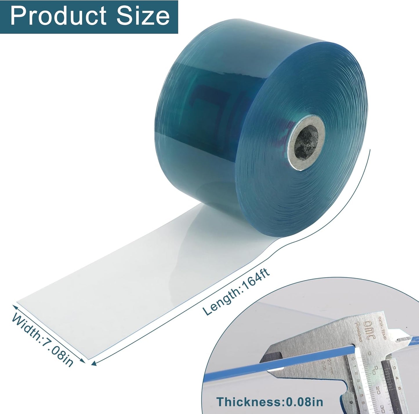PVC Strip Door Curtains, 164ft Length 7.1in Width Plastic Door Curtain Waterproof Vinyl Roll Tailorable Strip Curtain