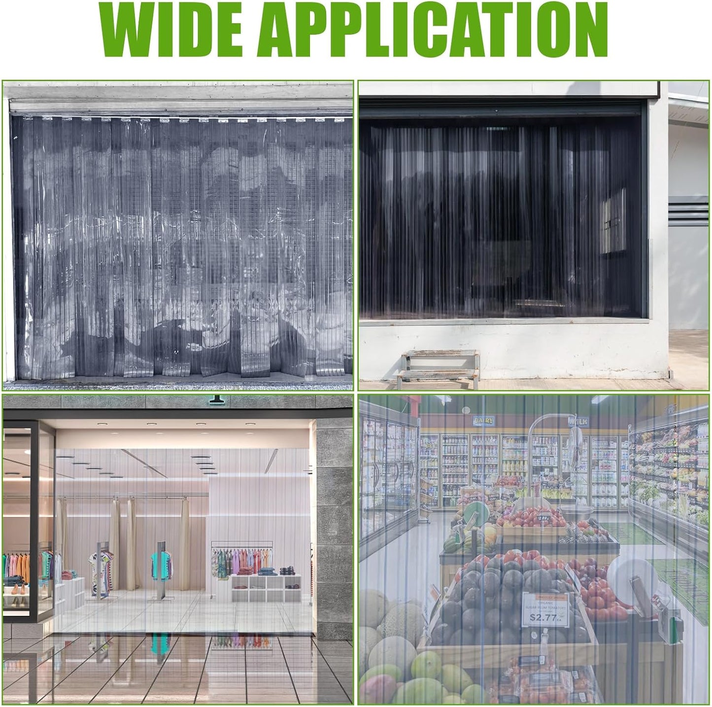 PVC Strip Door Curtains, 164ft Length 7.1in Width Plastic Door Curtain Waterproof Vinyl Roll Tailorable Strip Curtain
