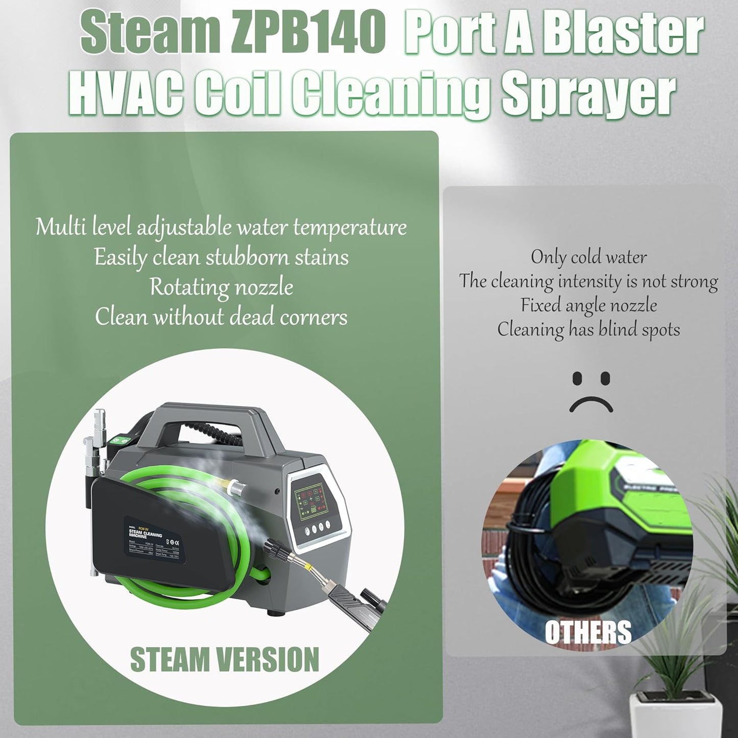 3300W High Pressure Steam Cleaner, High Temp AC Steam Cleaning Machine, Heavy Duty, Portable
