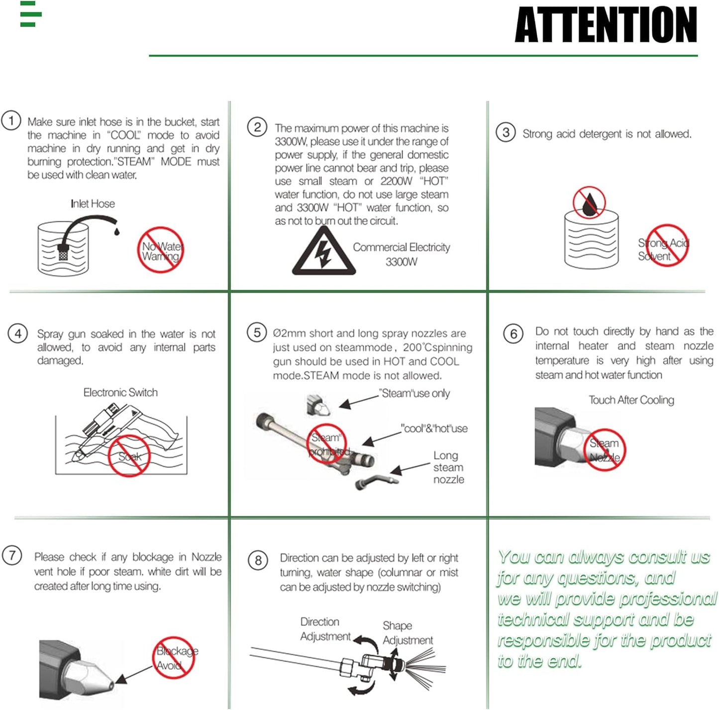 3300W High Pressure Steam Cleaner, High Temp AC Steam Cleaning Machine, Heavy Duty, Portable