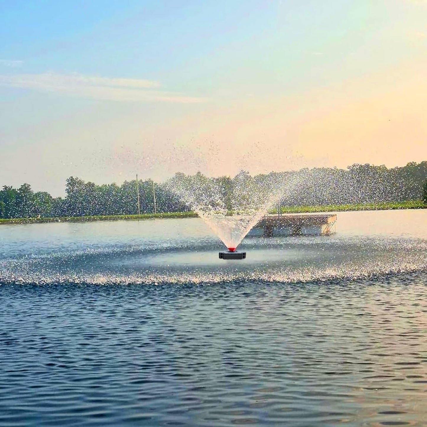 Pond Fountain Aerator 750W, 1HP, 15000 GPH Floating Aerator Pump, 100' Power Cord, 2×Metal Stakes, 33x2' Rope