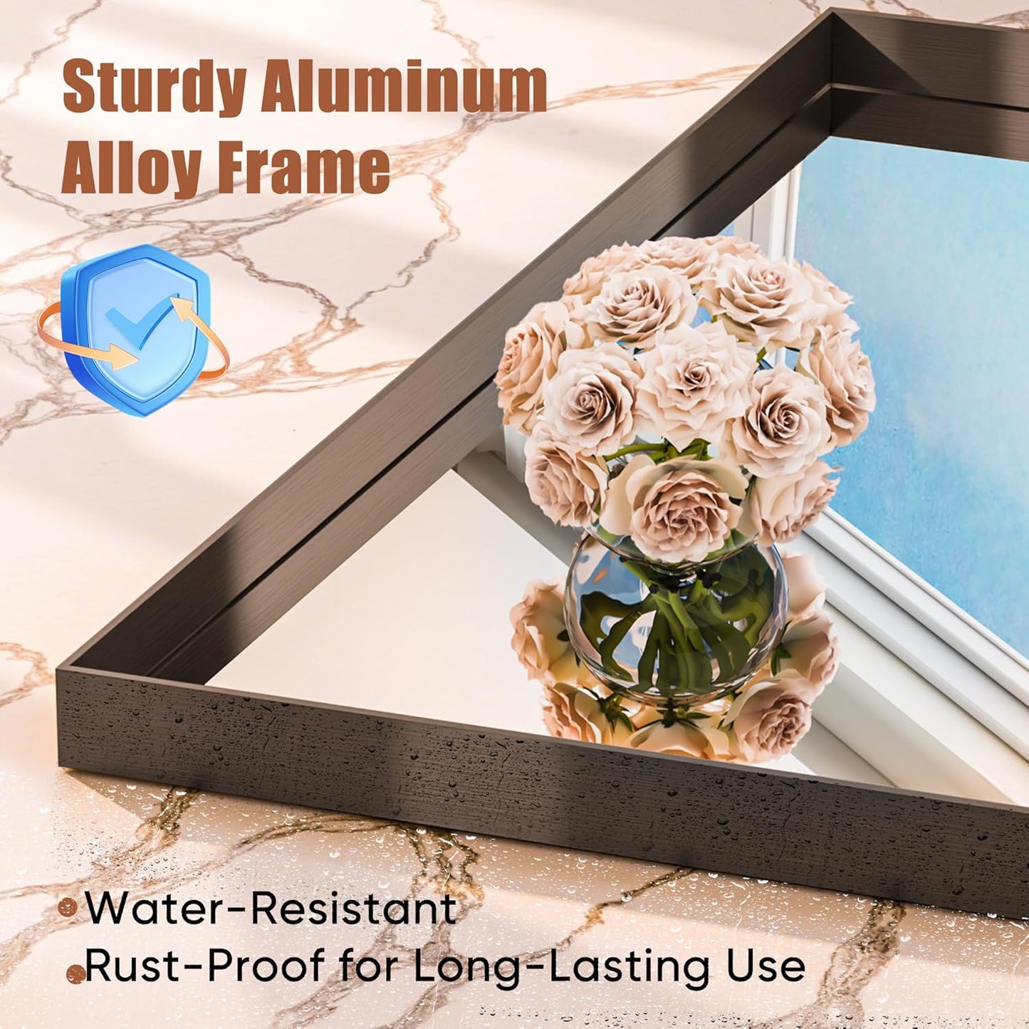 28'x32' Black Framed Bathroom Mirror, Large Rectangular Vanity Mirror, Aluminum Metal Frame, Wall Farmhouse Modern