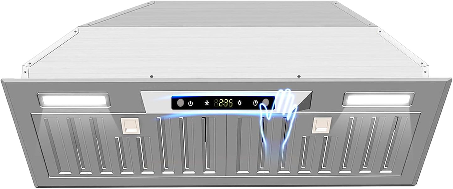 30' Insert Range Hood, Stainless Steel w/ 900 CFM, 3 Speed Gesture Sensing, Touch Control, support ducted/ductless