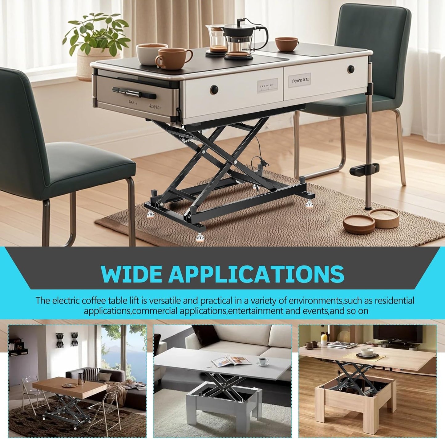 30' Electric Remote Control Dining Coffee Table Lift,110V-240V, Adjustable Height Desk Lift w/ 330LBS Weight Capacity