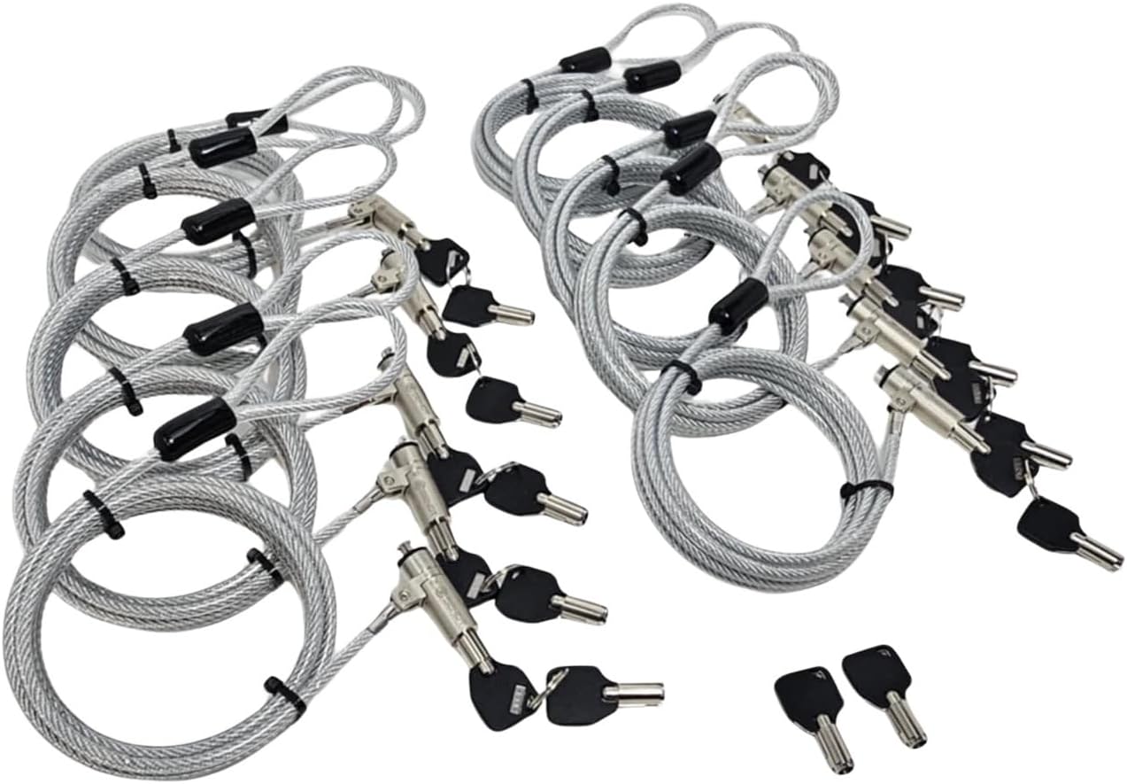 10 Pack Silver Notebook/Laptop Keyed Lock for Nano Security Slots with Master Key