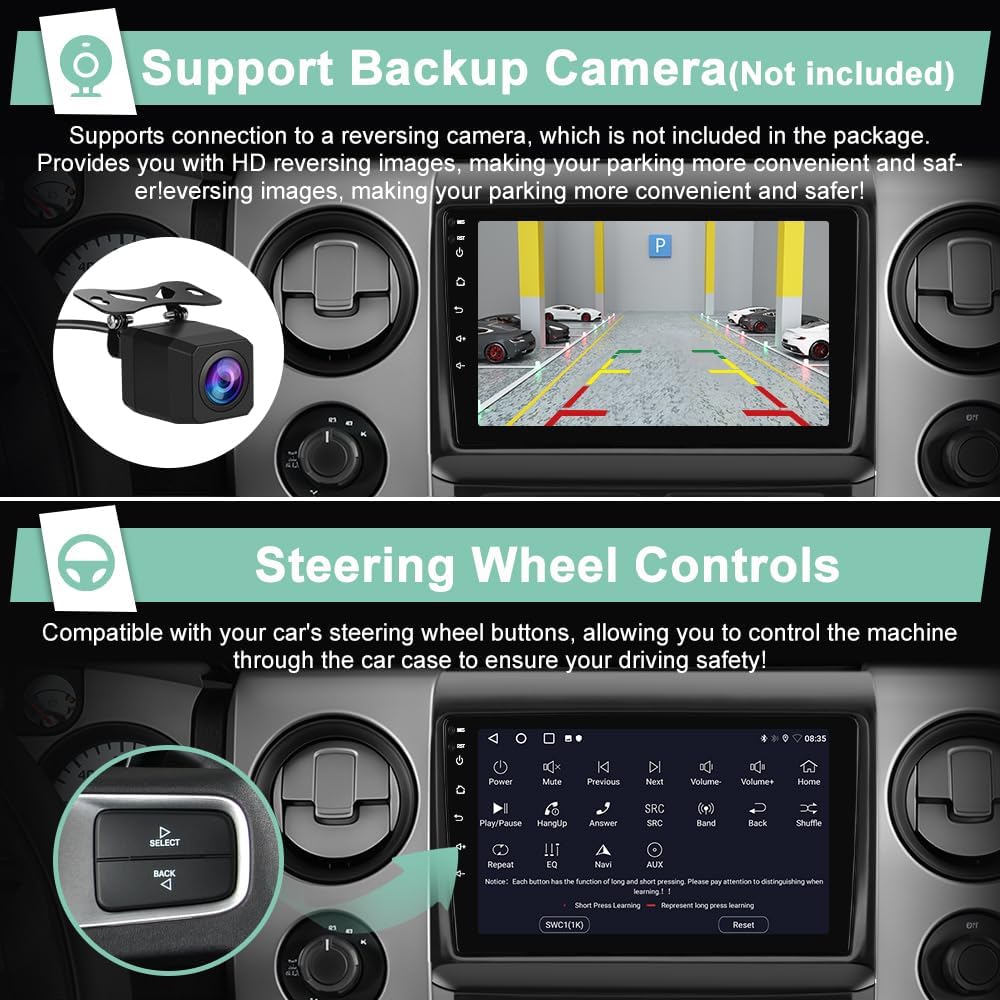 2GB+64GB Radio for Ford F150 2009 -2012, 9' HD Touch Screen, Wireless CarPlay/Android Auto WiFi