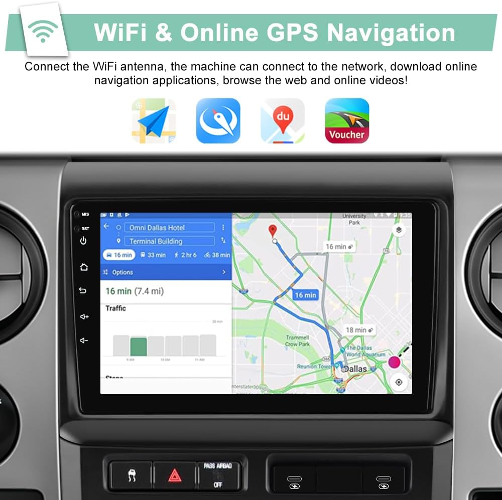 2GB+64GB Radio for Ford F150 2009 -2012, 9' HD Touch Screen, Wireless CarPlay/Android Auto WiFi