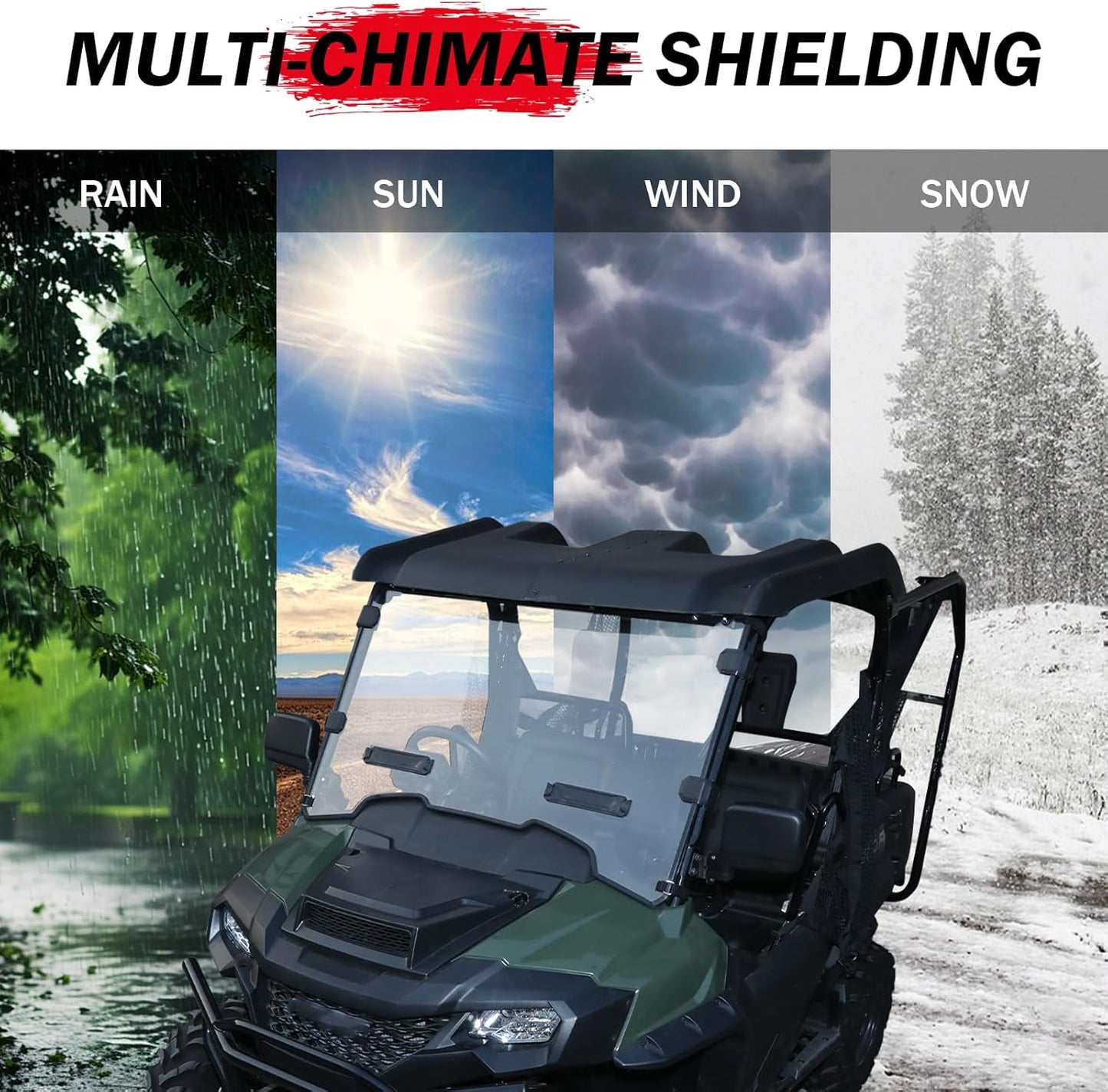 Hard Roof Top for Honda Pioneer 700, 2-Piece Combined Sport Roof Top Protection Cover, Sun Visor Compatible