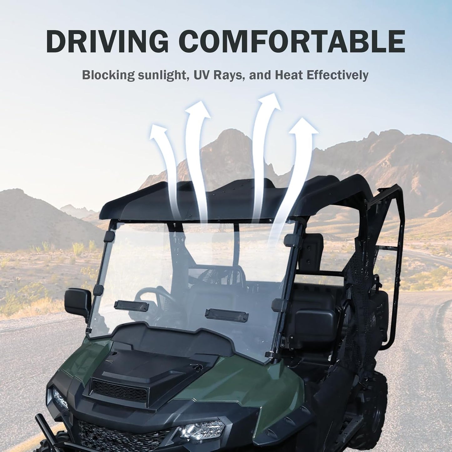 Hard Roof Top for Honda Pioneer 700, 2-Piece Combined Sport Roof Top Protection Cover, Sun Visor Compatible