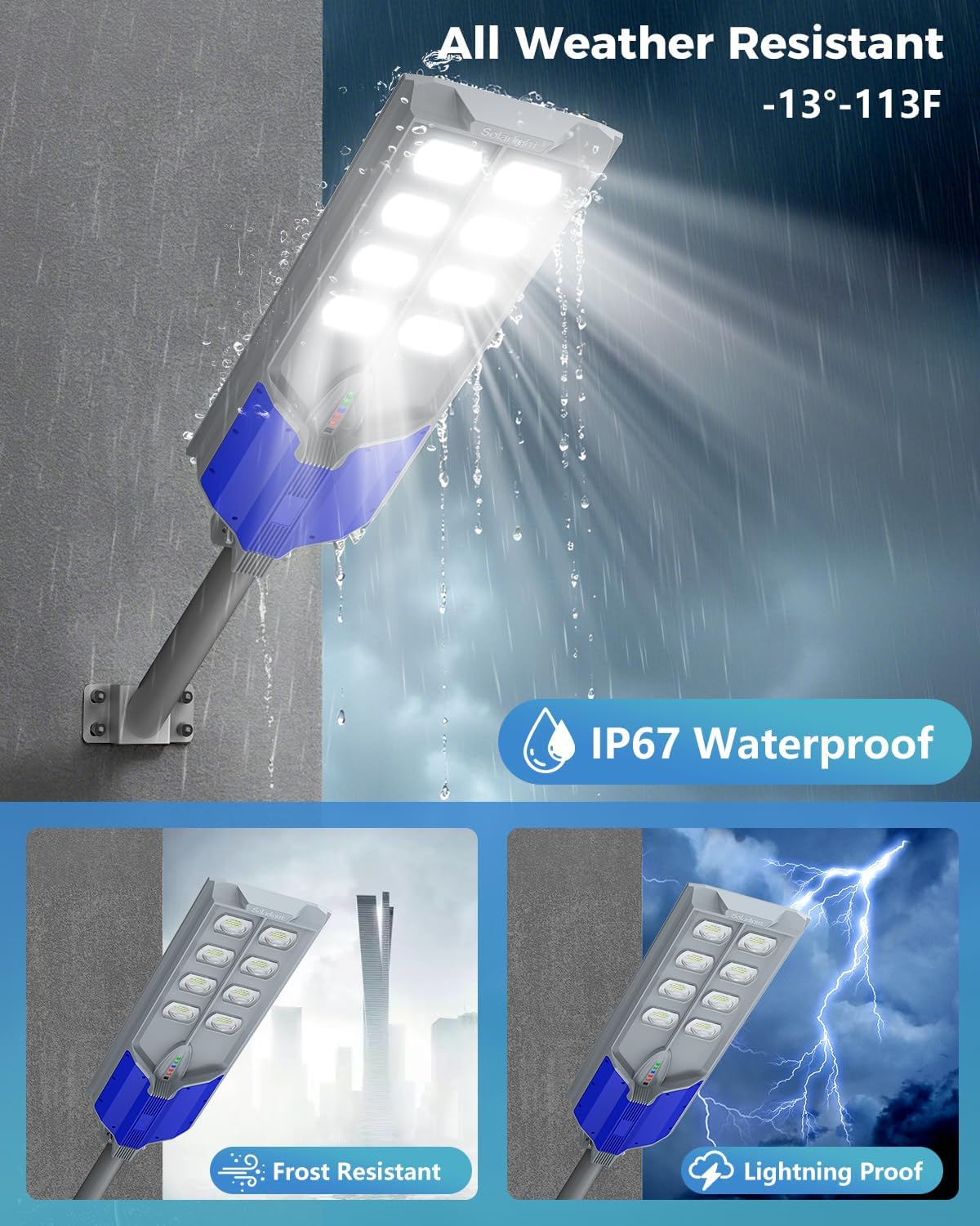 S-9000W Solar Street Lights Outdoor, 6500K, Waterproof IP67 Solar Security Flood Lights with Motion Sensor and Remote