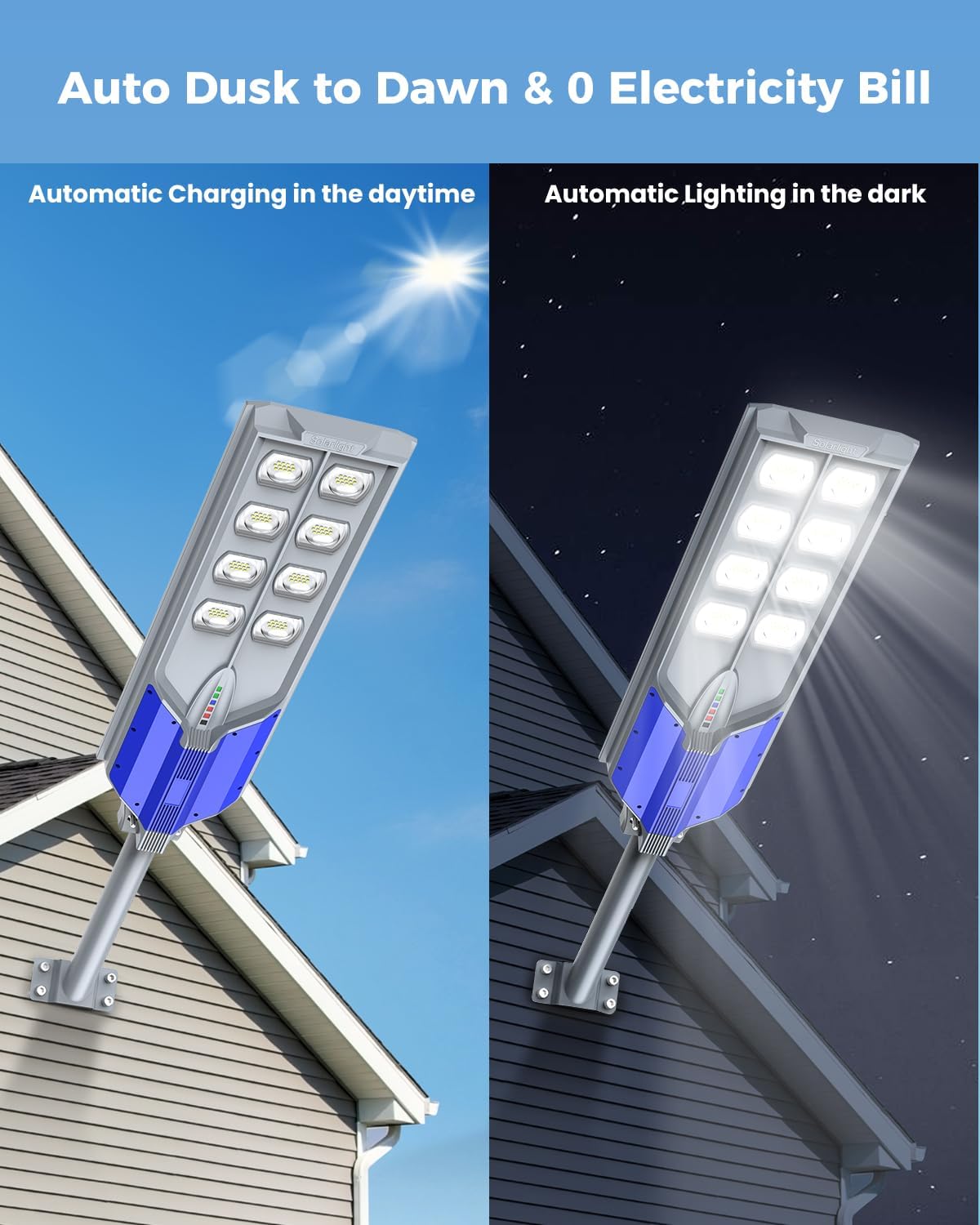 S-9000W Solar Street Lights Outdoor, 6500K, Waterproof IP67 Solar Security Flood Lights with Motion Sensor and Remote