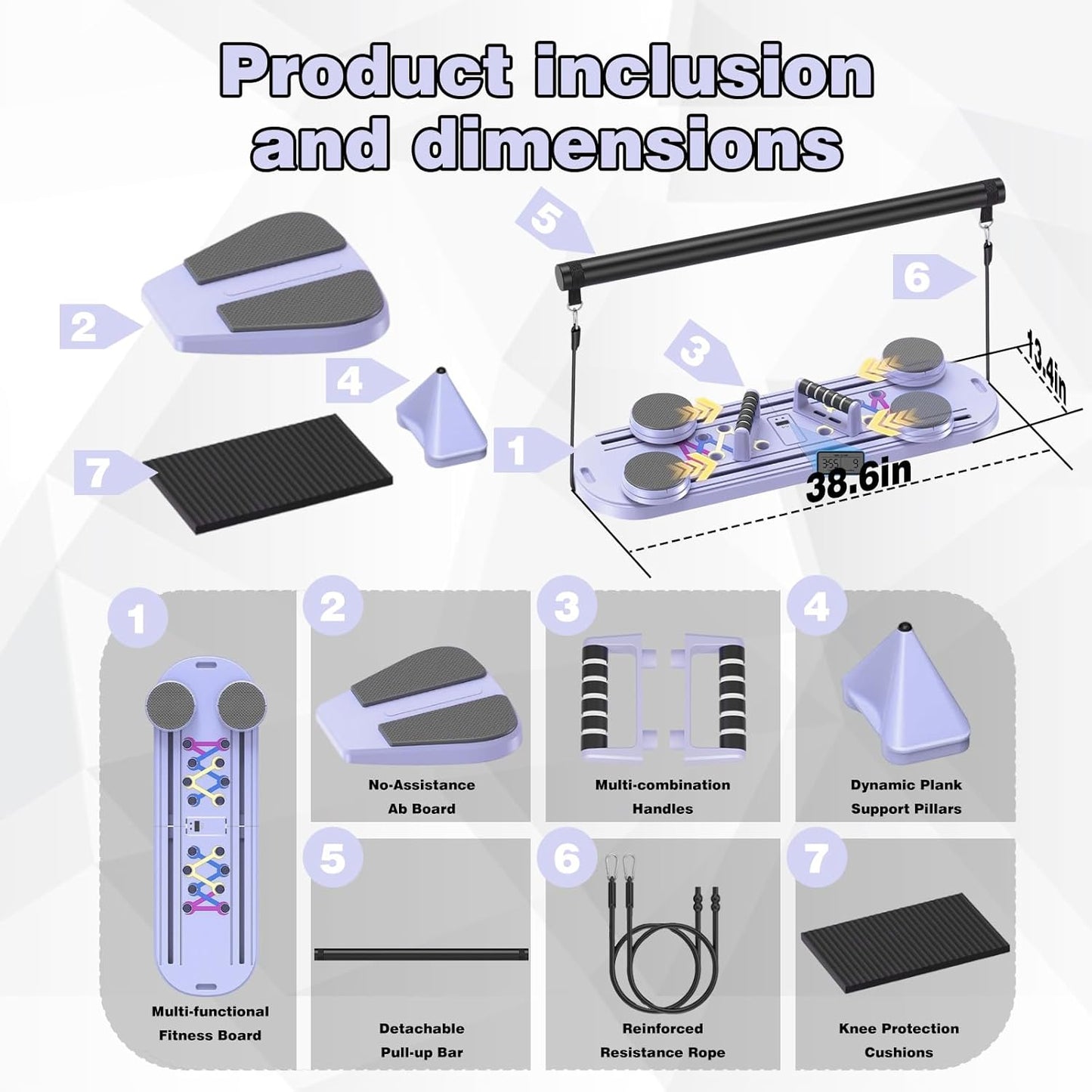 Pilates Reformer Multi-Function w/ Timer Counter, Portable Full Body Workout Foldable Board, Women-Focused Fitness