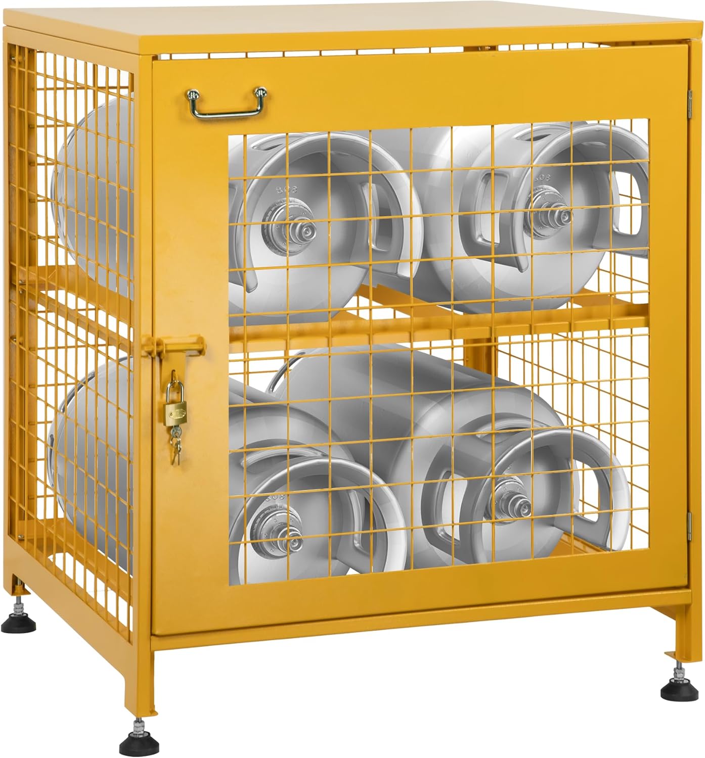 Propane Tank Storage Box for 4 Cylinder, Heavy-Duty Horizontal Cylinder Storage Cabinet, 150LB Load Capacity