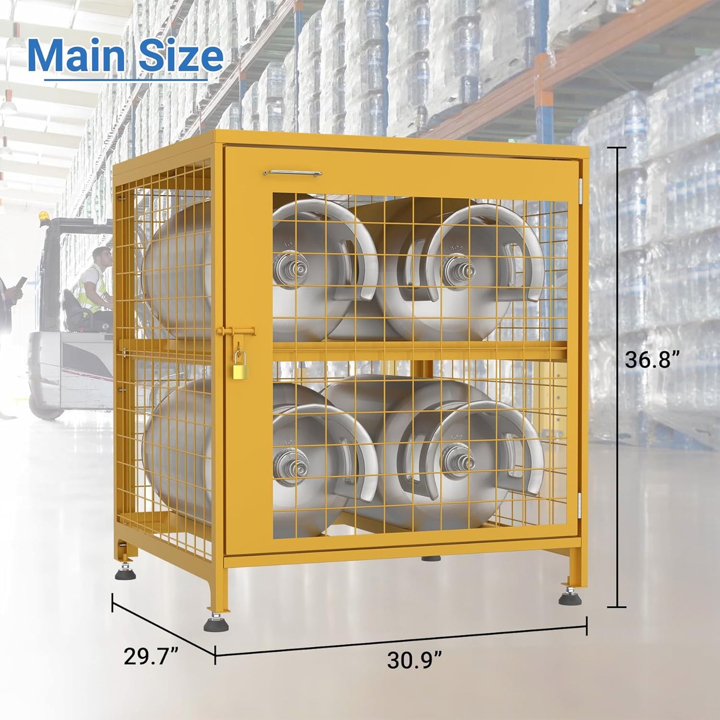 Propane Tank Storage Box for 4 Cylinder, Heavy-Duty Horizontal Cylinder Storage Cabinet, 150LB Load Capacity