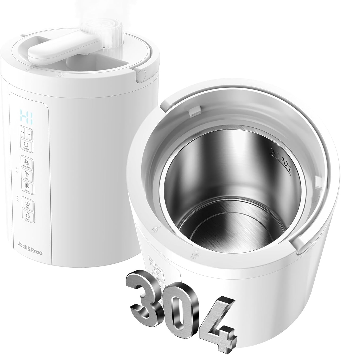 Healthy Warm Mist Humidifiers, 100oz Stainless Steel, Easy Clean, Filter less, w/ Sleep Mode, Timer, Auto-off Setting