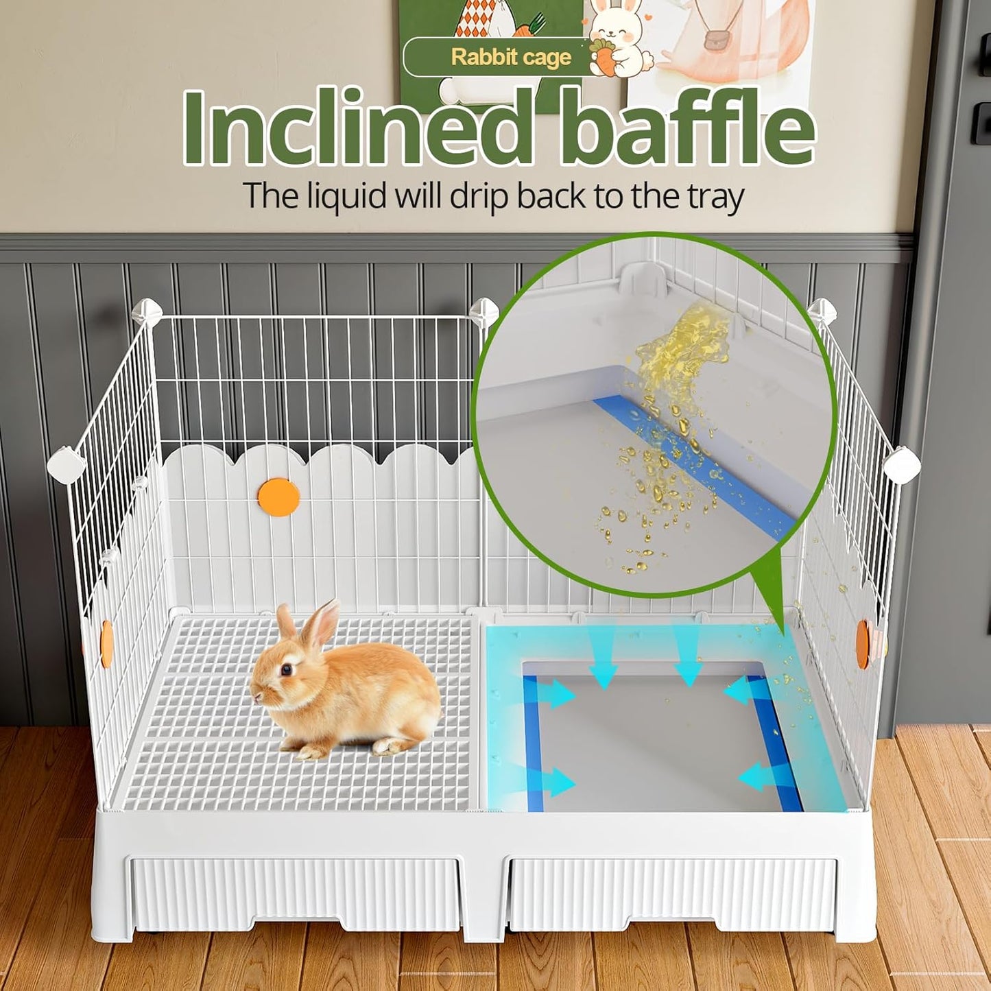 37' Bunny Cage Indoor with Pull Out Tray, for Rabbit, Guinea Pig, Chinchillas, and Small Animal Cages