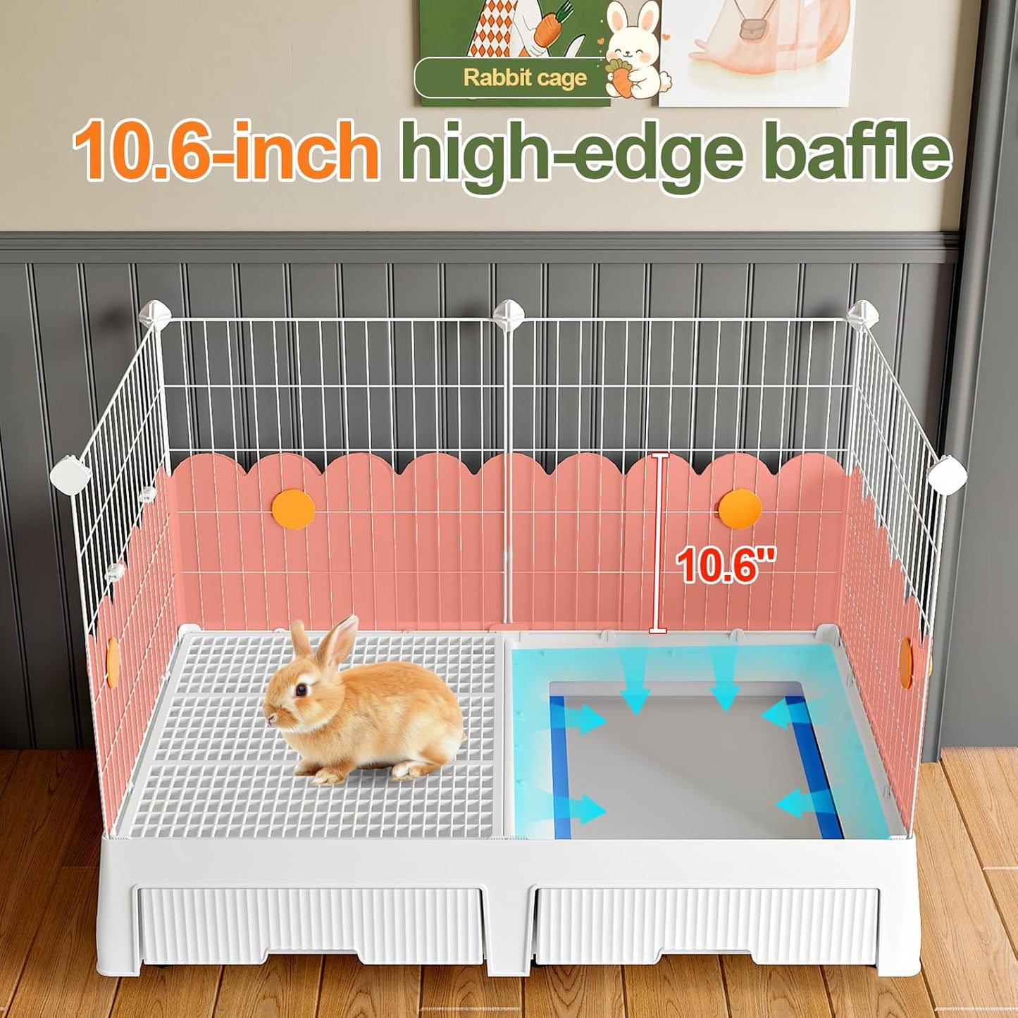 37' Bunny Cage Indoor with Pull Out Tray, for Rabbit, Guinea Pig, Chinchillas, and Small Animal Cages