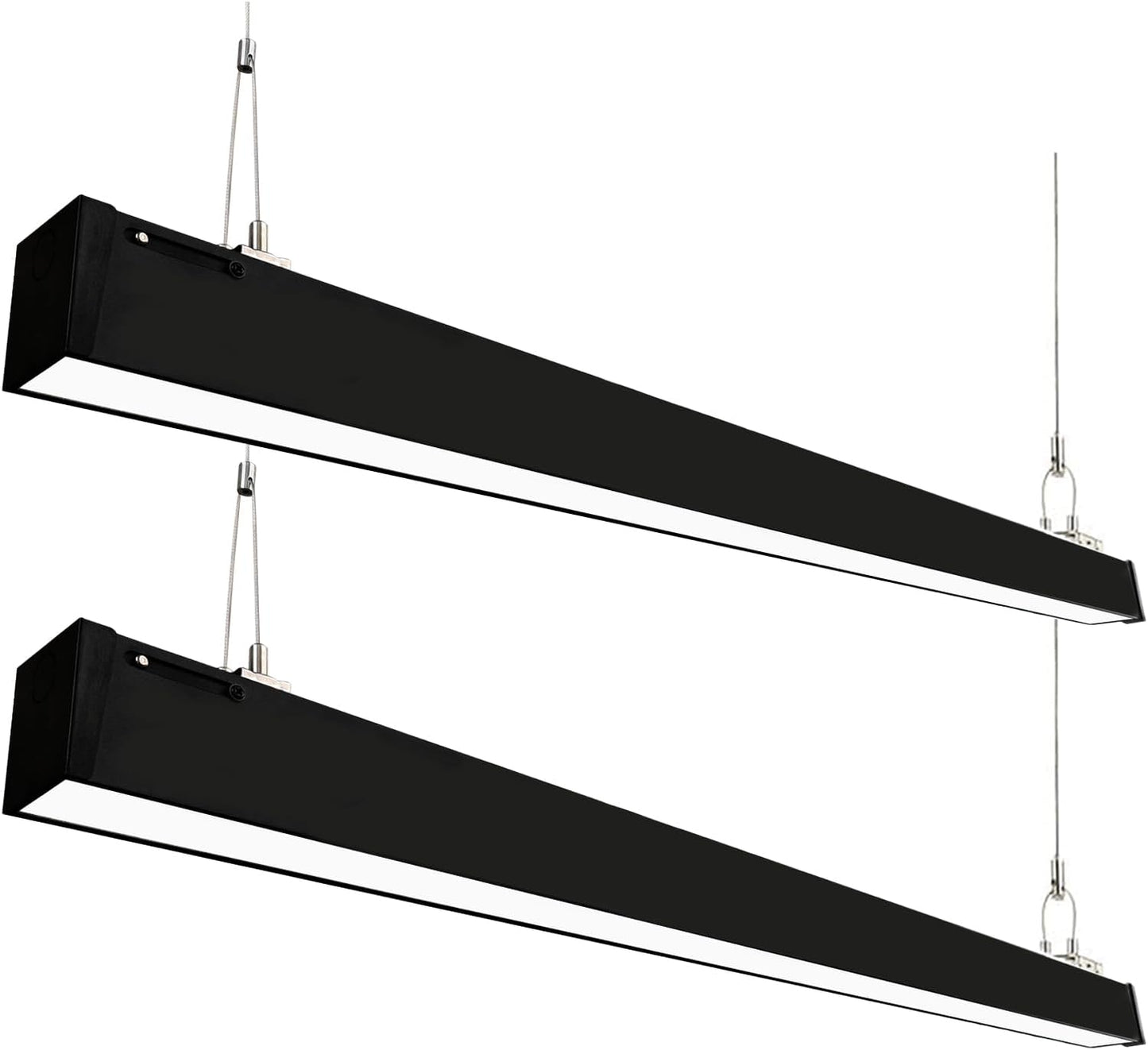 4FT LED Linear Light Fixtures, Linkable, 40/30/20W, 3/4/5000K, Flush Mount Suspended, Dimmable, Black, 2Pack