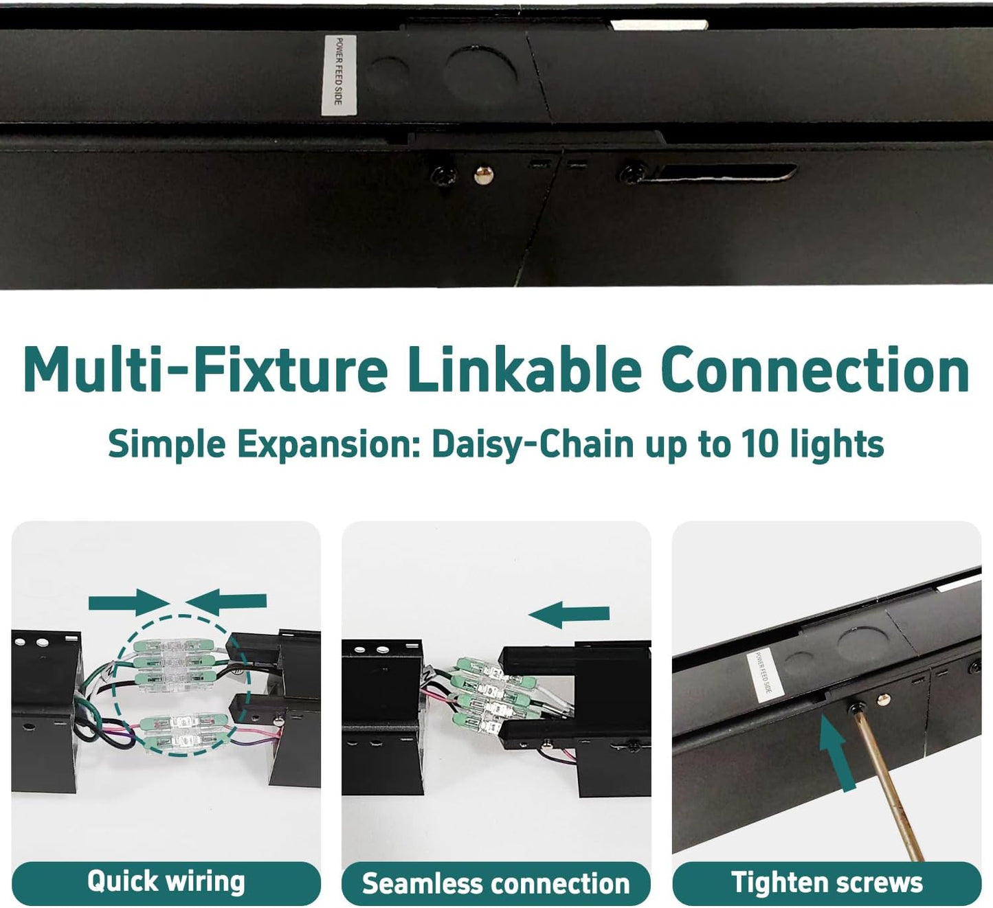 4FT LED Linear Light Fixtures, Linkable, 40/30/20W, 3/4/5000K, Flush Mount Suspended, Dimmable, Black, 2Pack