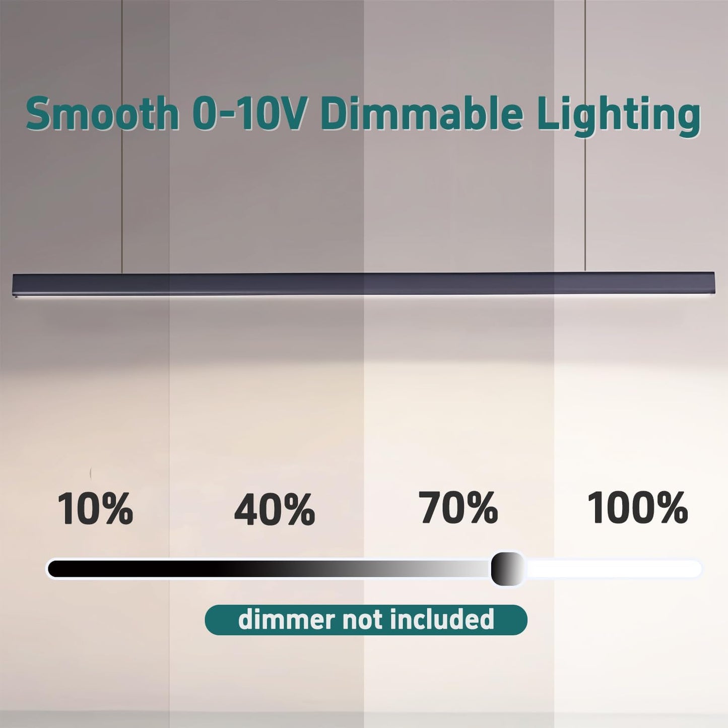 4FT LED Linear Light Fixtures, Linkable, 40/30/20W, 3/4/5000K, Flush Mount Suspended, Dimmable, Black, 2Pack